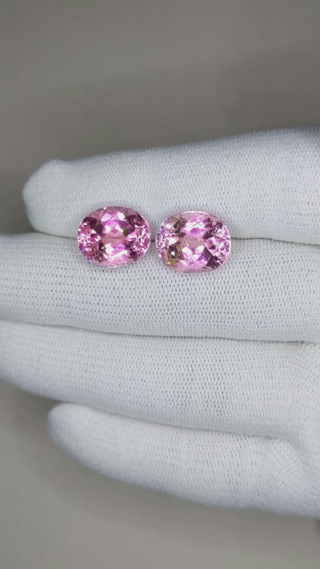 14.25&nbsp;Ct.Tw.Total Carat Weight Kunzite Pair from Afghanistan Size Video