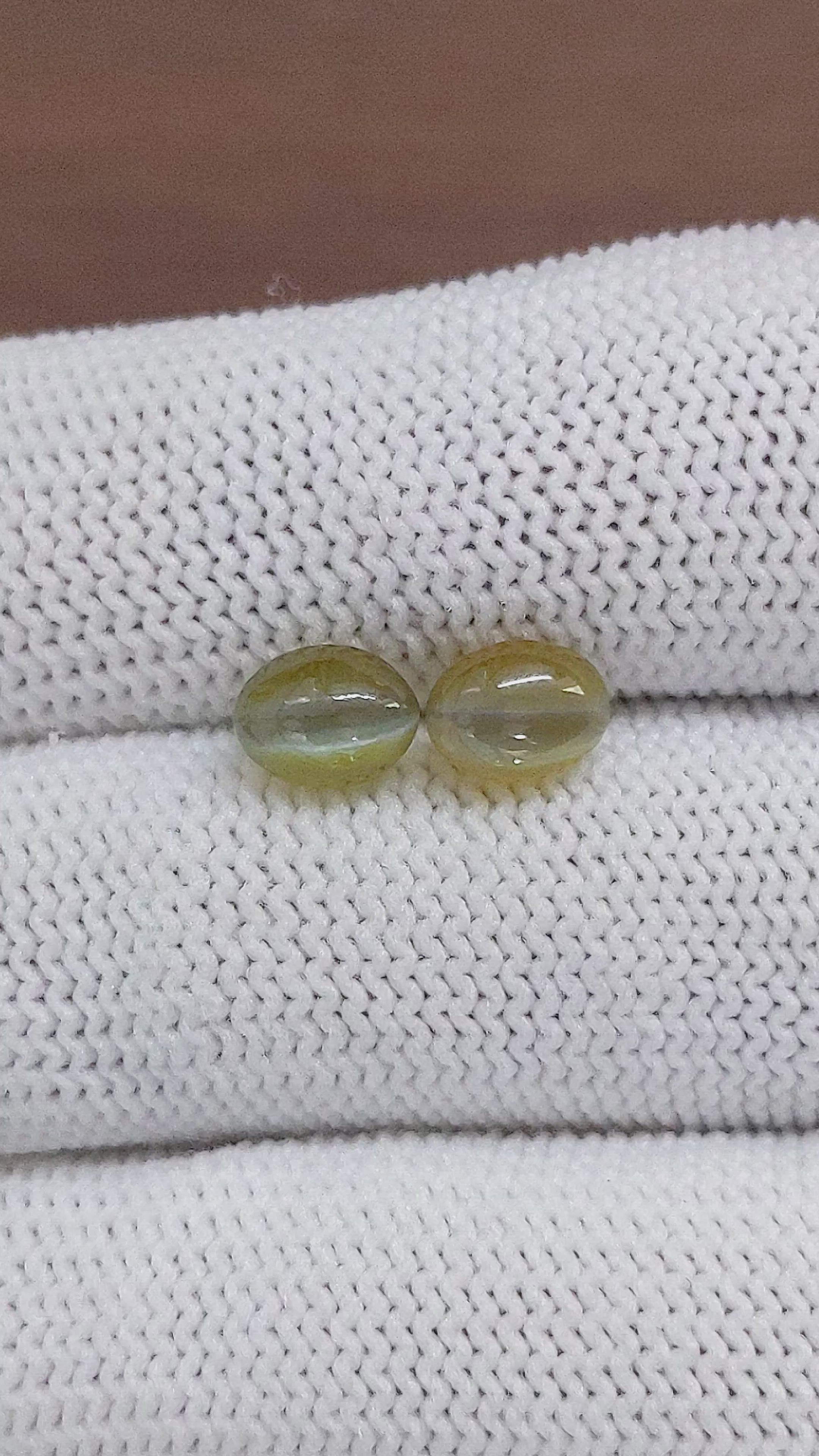 3.47 Ct.Tw.Total Carat Weight Cabochon Chrysoberyl Pair from Ceylon (Sri Lanka) Size Video
