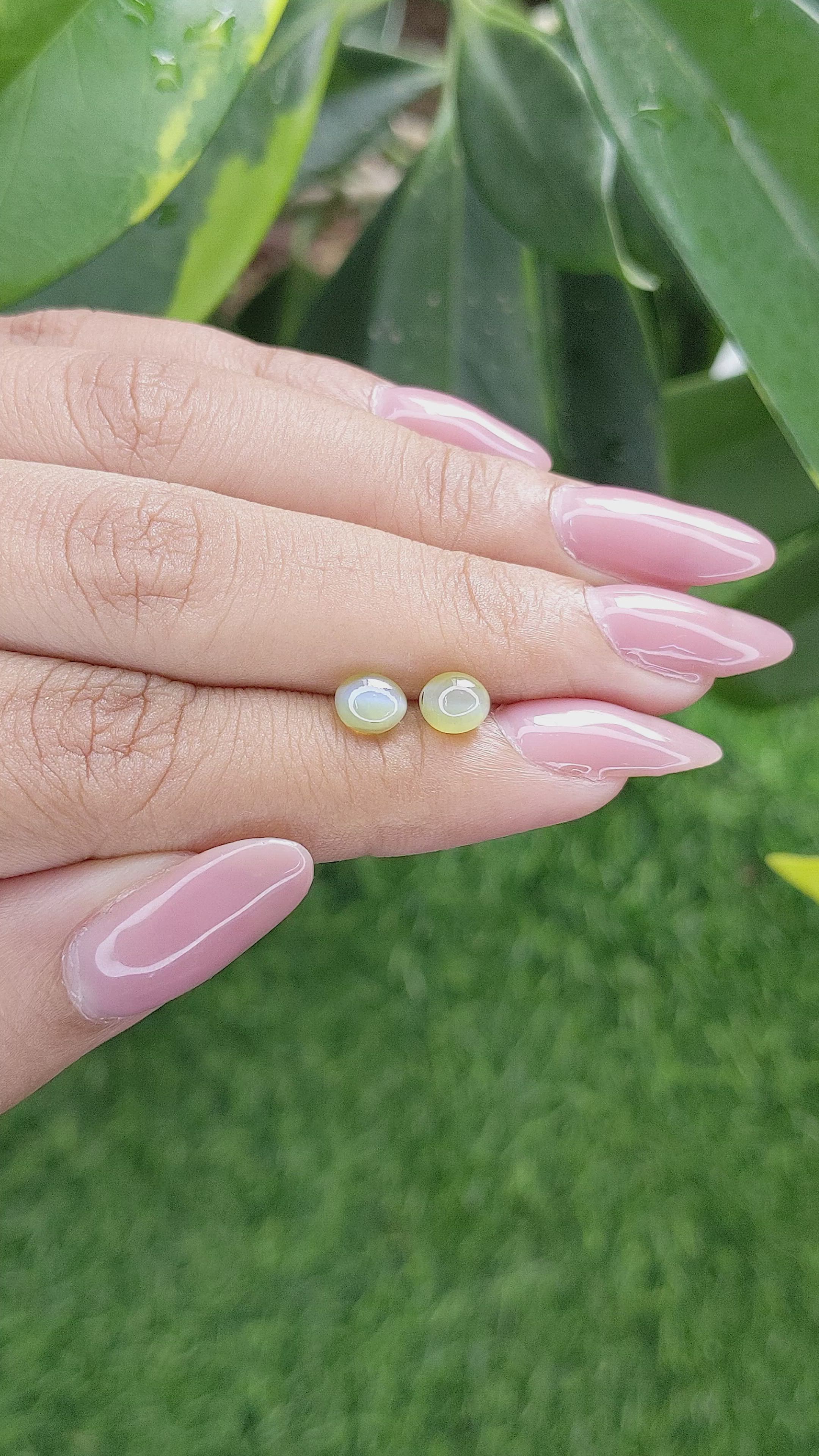 2.40 Ct.Tw.Total Carat Weight Cabochon Chrysoberyl Pair from Ceylon (Sri Lanka) Size Video