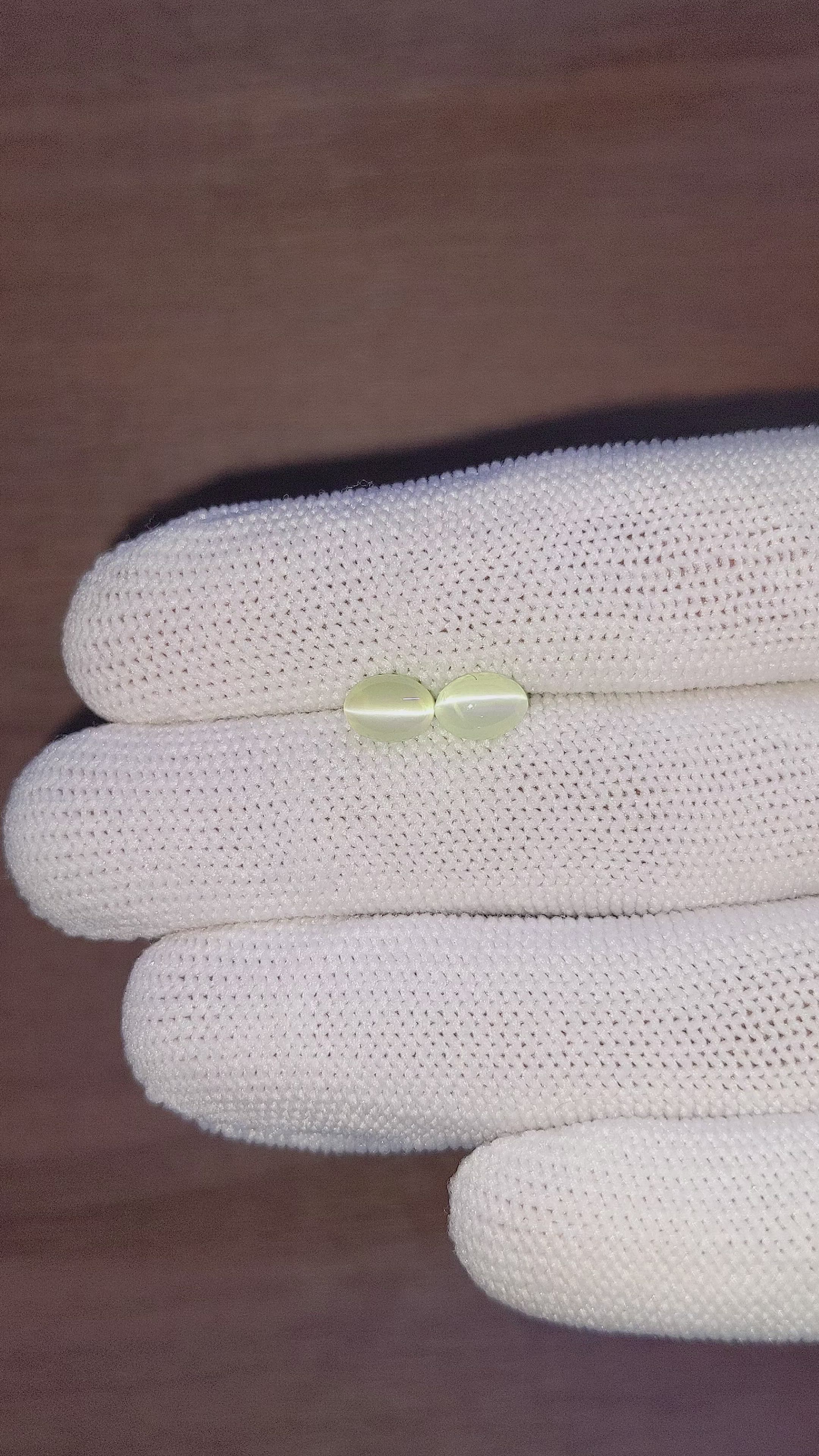 3.48&nbsp;Ct.Tw.Total Carat Weight Cabochon Chrysoberyl Pair from Ceylon (Sri Lanka) Size Video