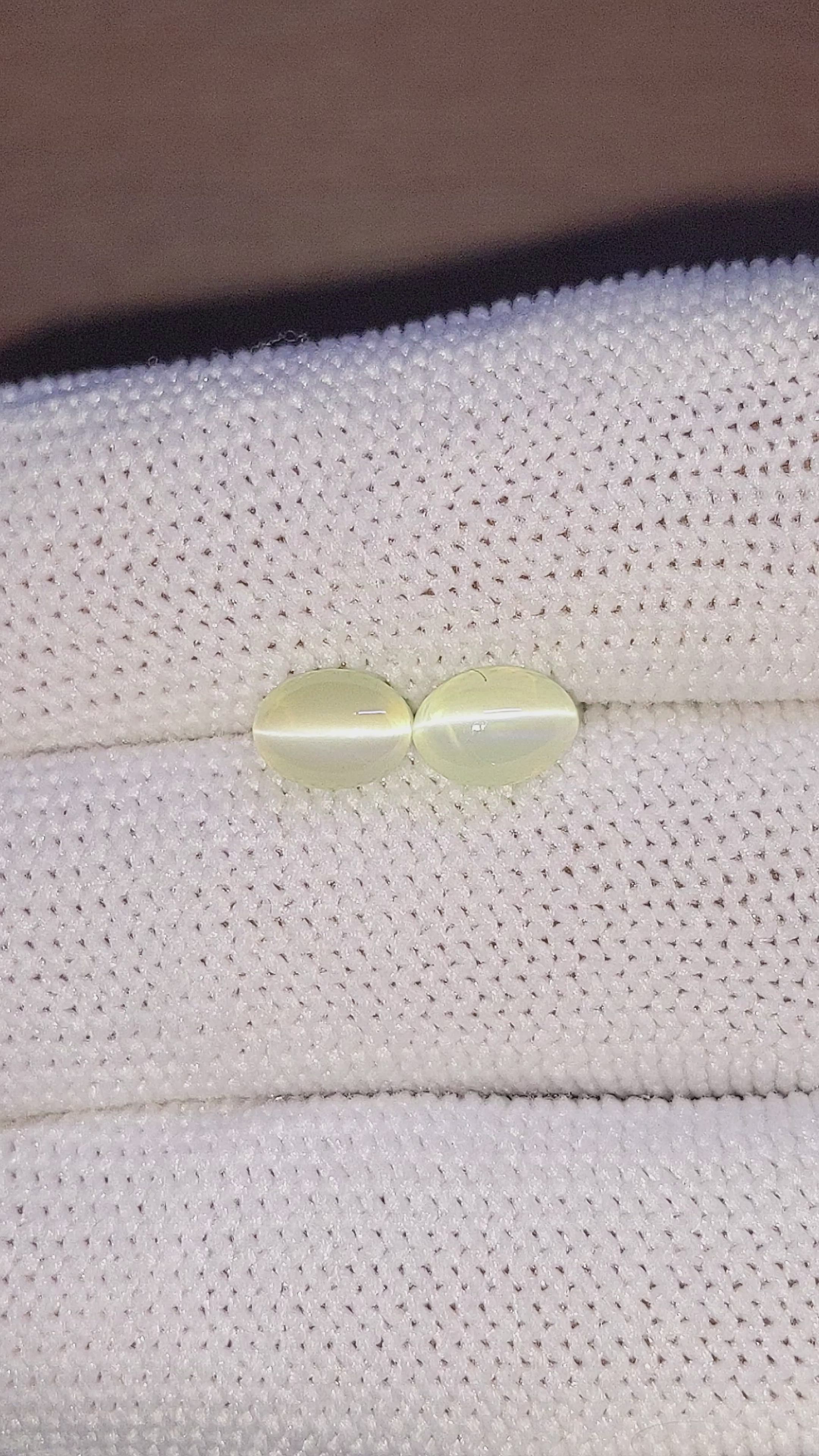 3.48&nbsp;Ct.Tw.Total Carat Weight Cabochon Chrysoberyl Pair from Ceylon (Sri Lanka) Size Video