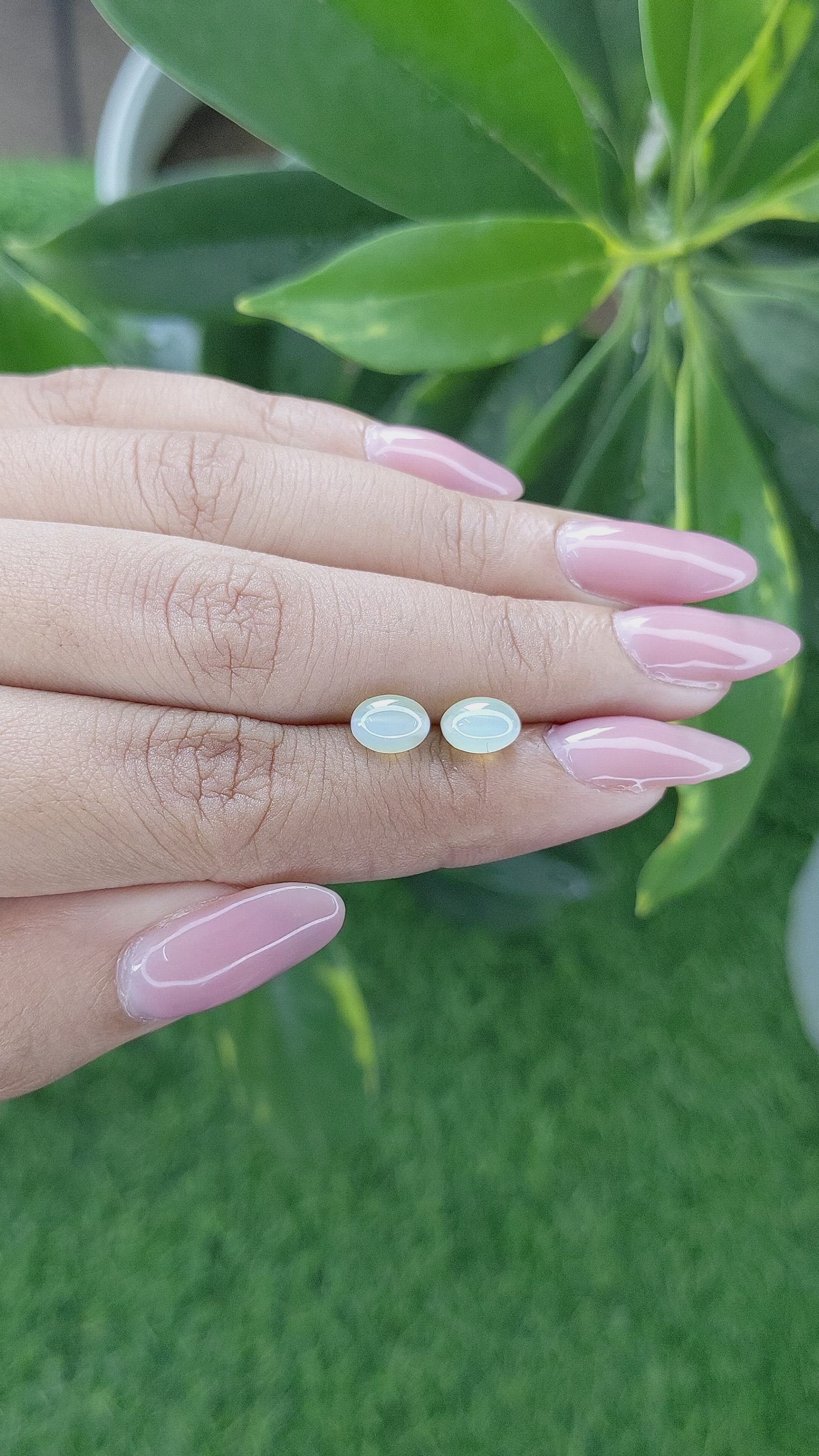 3.48&nbsp;Ct.Tw.Total Carat Weight Cabochon Chrysoberyl Pair from Ceylon (Sri Lanka) Size Video