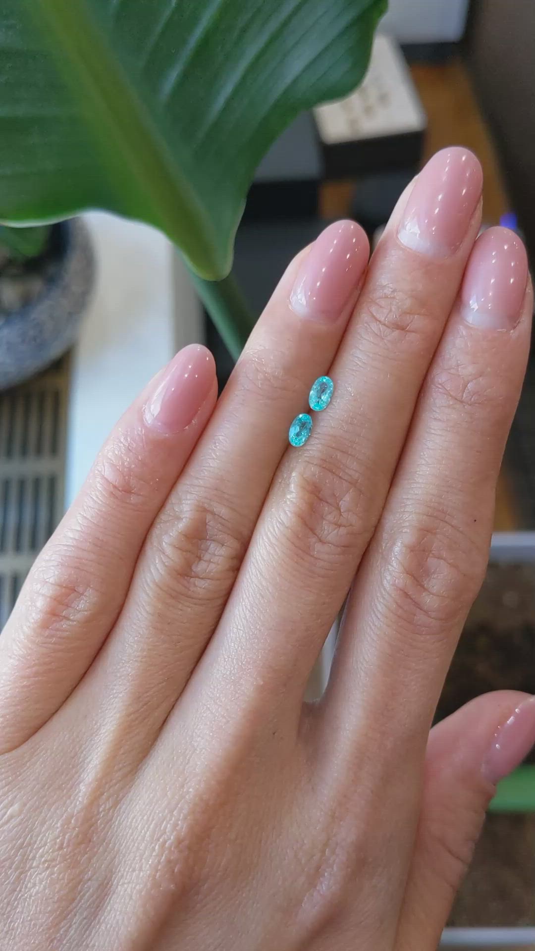 0.46 Ct.Tw.Total Carat Weight Paraiba Tourmaline Pair from Brazil Size Video