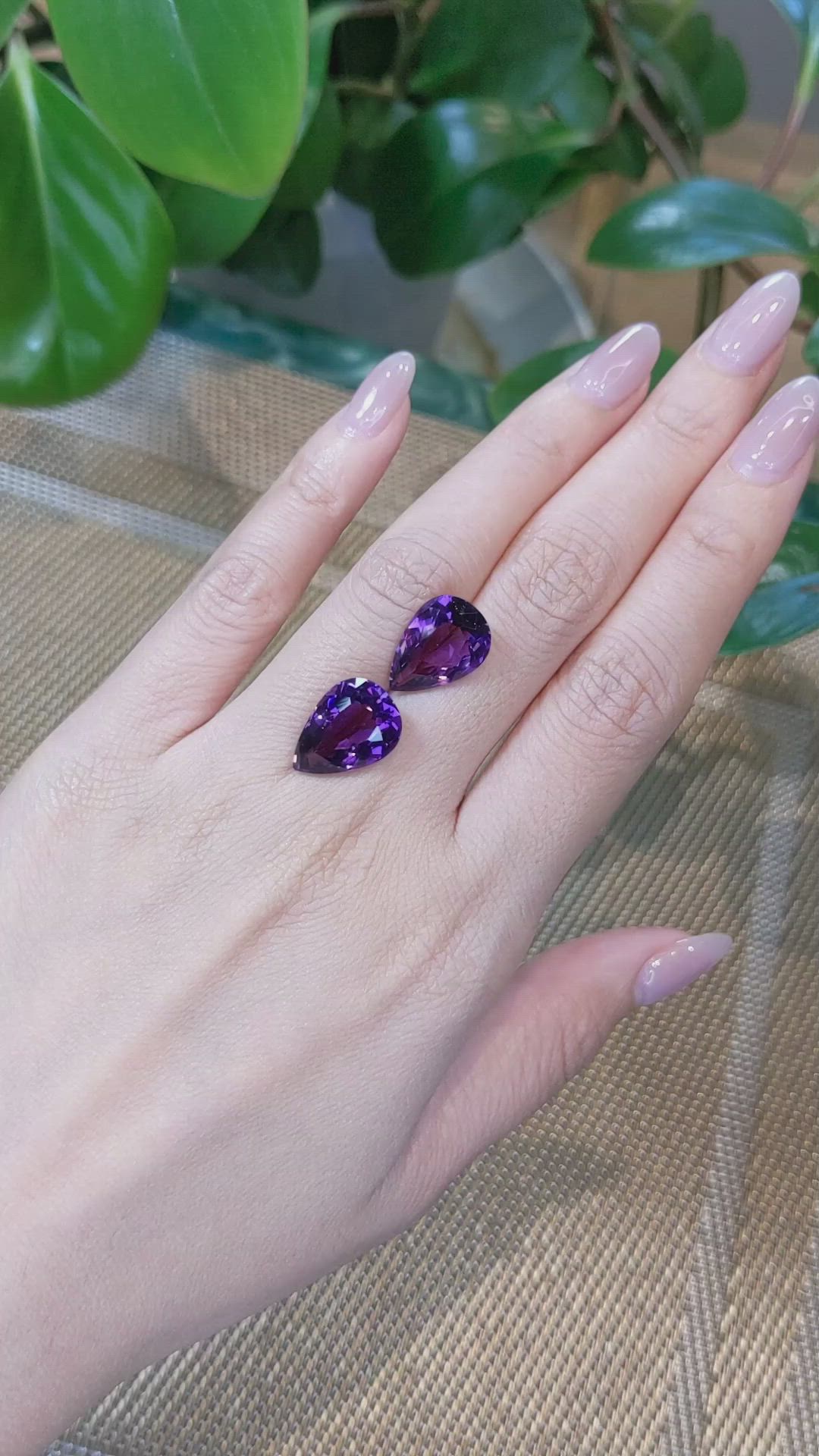 12.43&nbsp;Ct.Tw.Total Carat Weight Amethyst Pair from Brazil Size Video