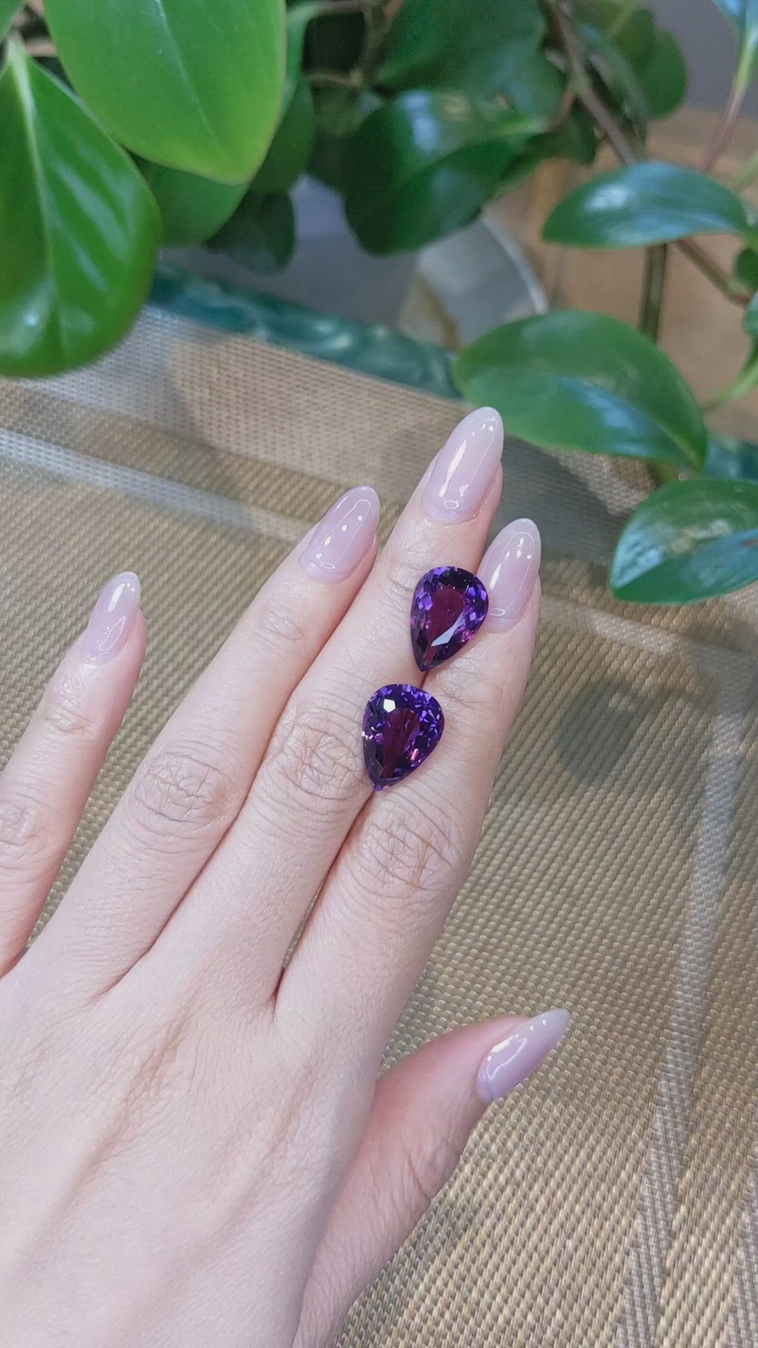 12.43&nbsp;Ct.Tw.Total Carat Weight Amethyst Pair from Brazil Size Video