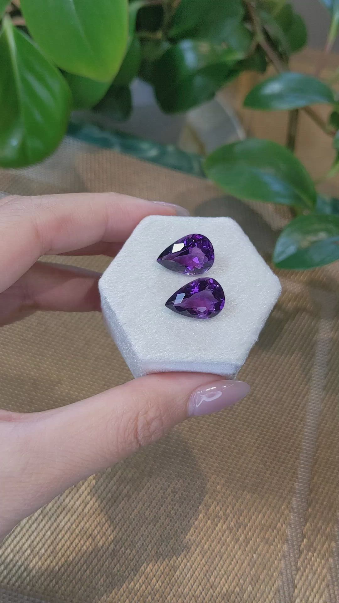 12.43&nbsp;Ct.Tw.Total Carat Weight Amethyst Pair from Brazil Size Video