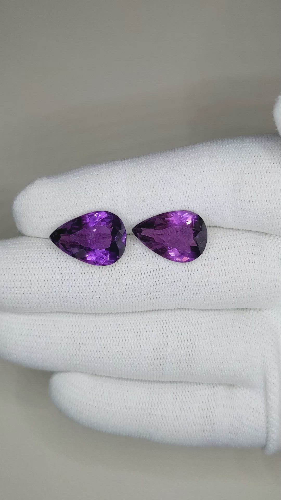 12.43&nbsp;Ct.Tw.Total Carat Weight Amethyst Pair from Brazil Size Video