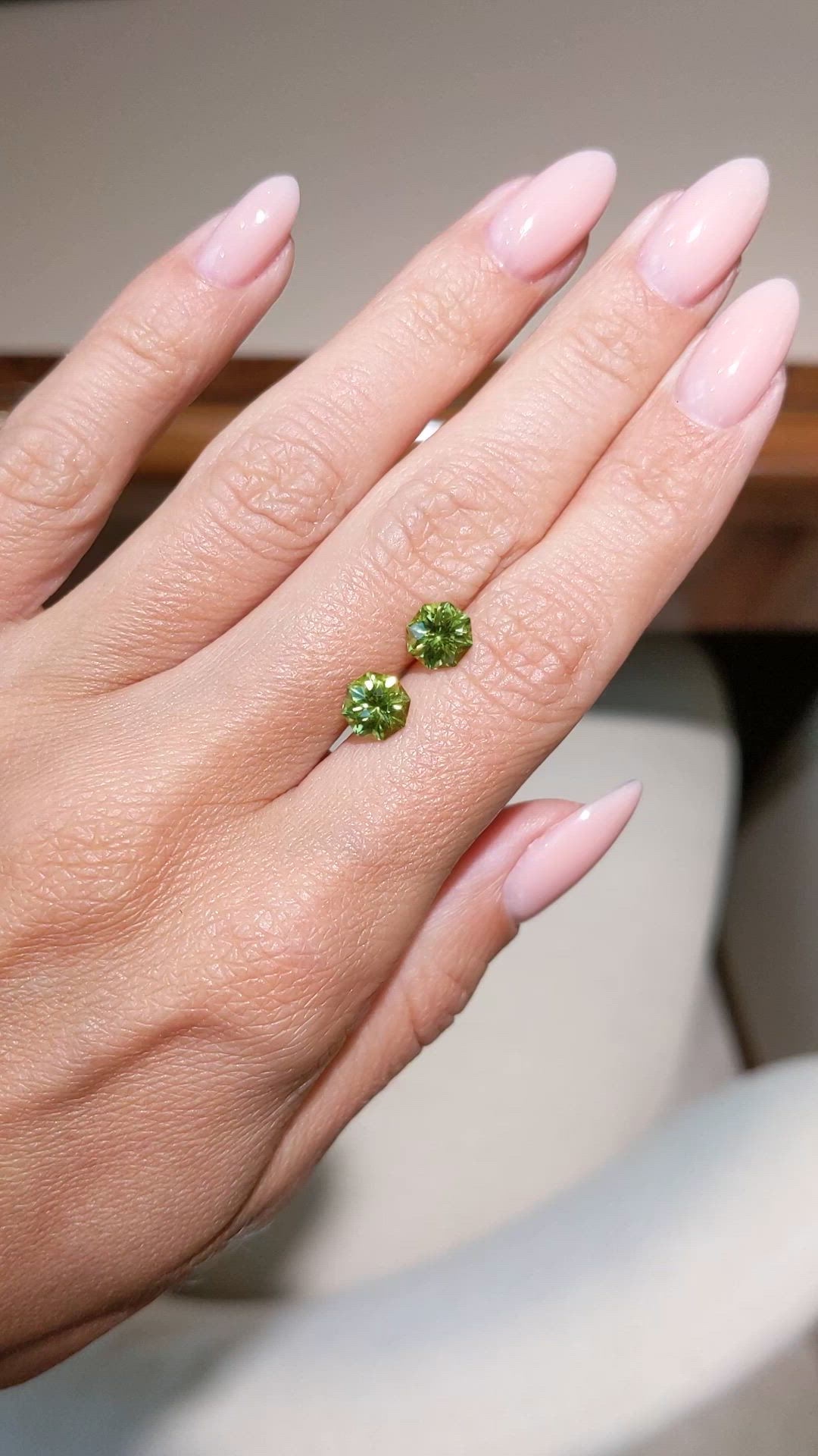 2.42 Ct.Tw.Total Carat Weight Yellowish Green Peridot Pair from Afghanistan Size Video