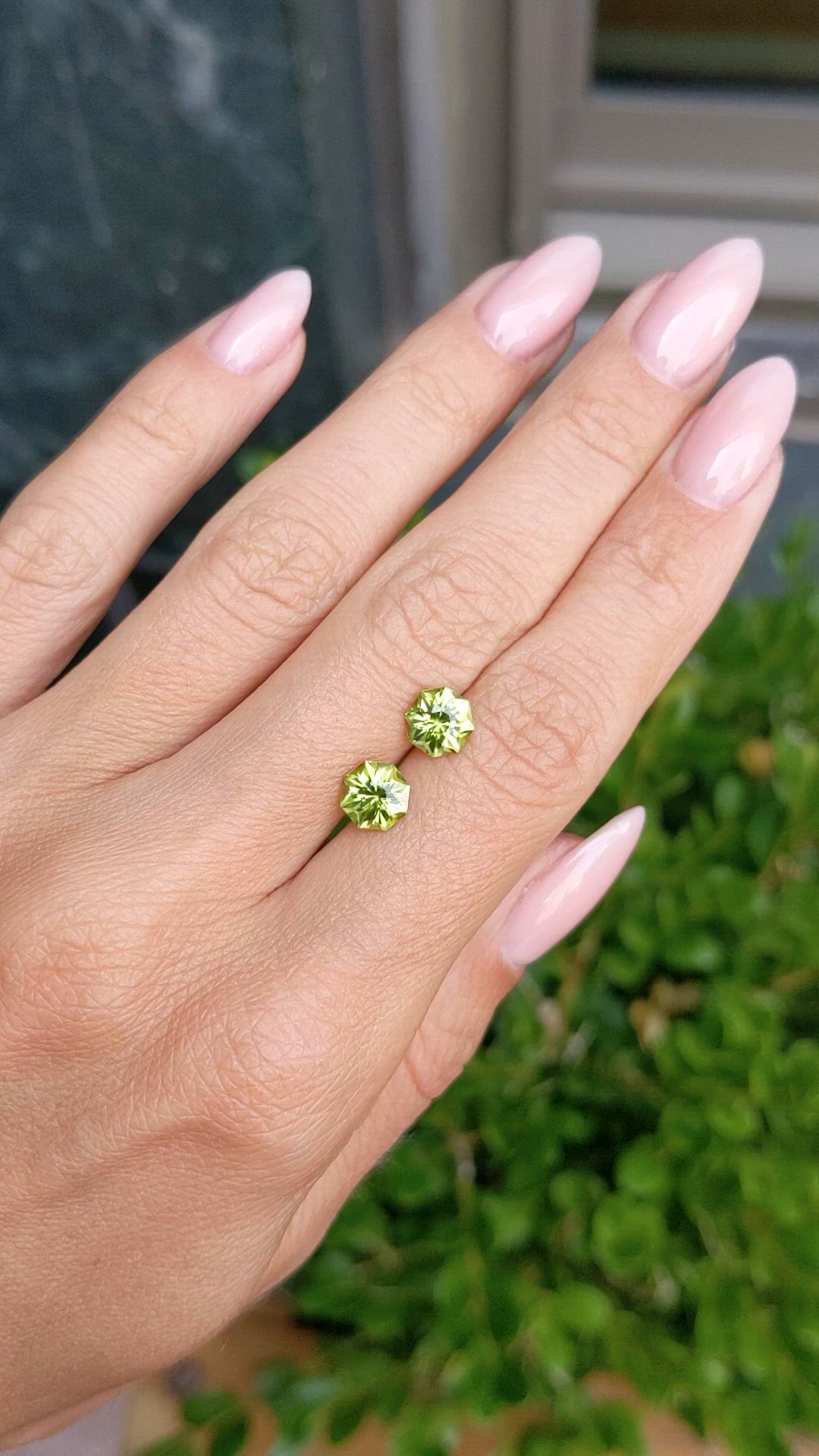 2.42 Ct.Tw.Total Carat Weight Yellowish Green Peridot Pair from Afghanistan Size Video
