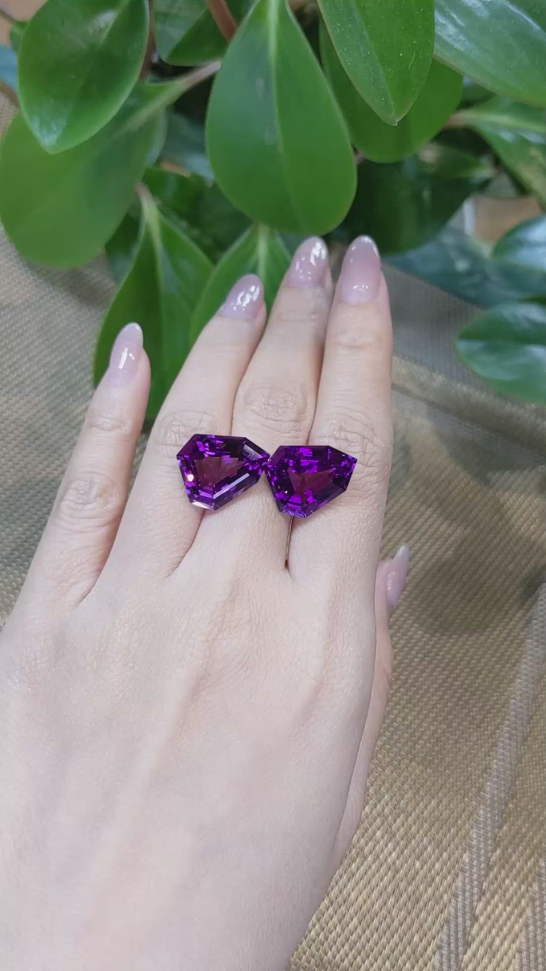 21.81&nbsp;Ct.Tw.Total Carat Weight Purple Amethyst Pair from Bolivia Size Video