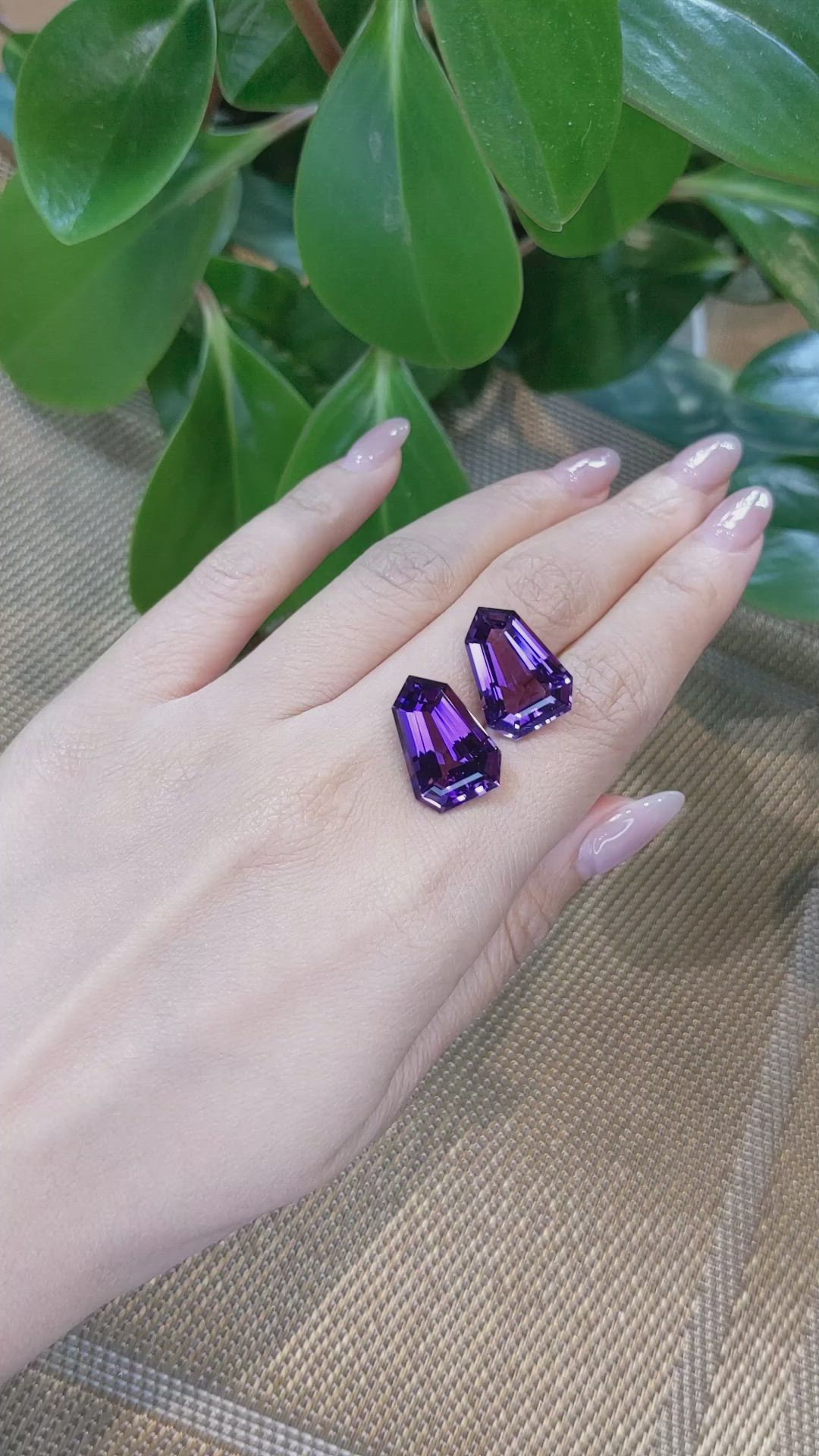 22.23&nbsp;Ct.Tw.Total Carat Weight Purple Amethyst Pair from Bolivia Size Video
