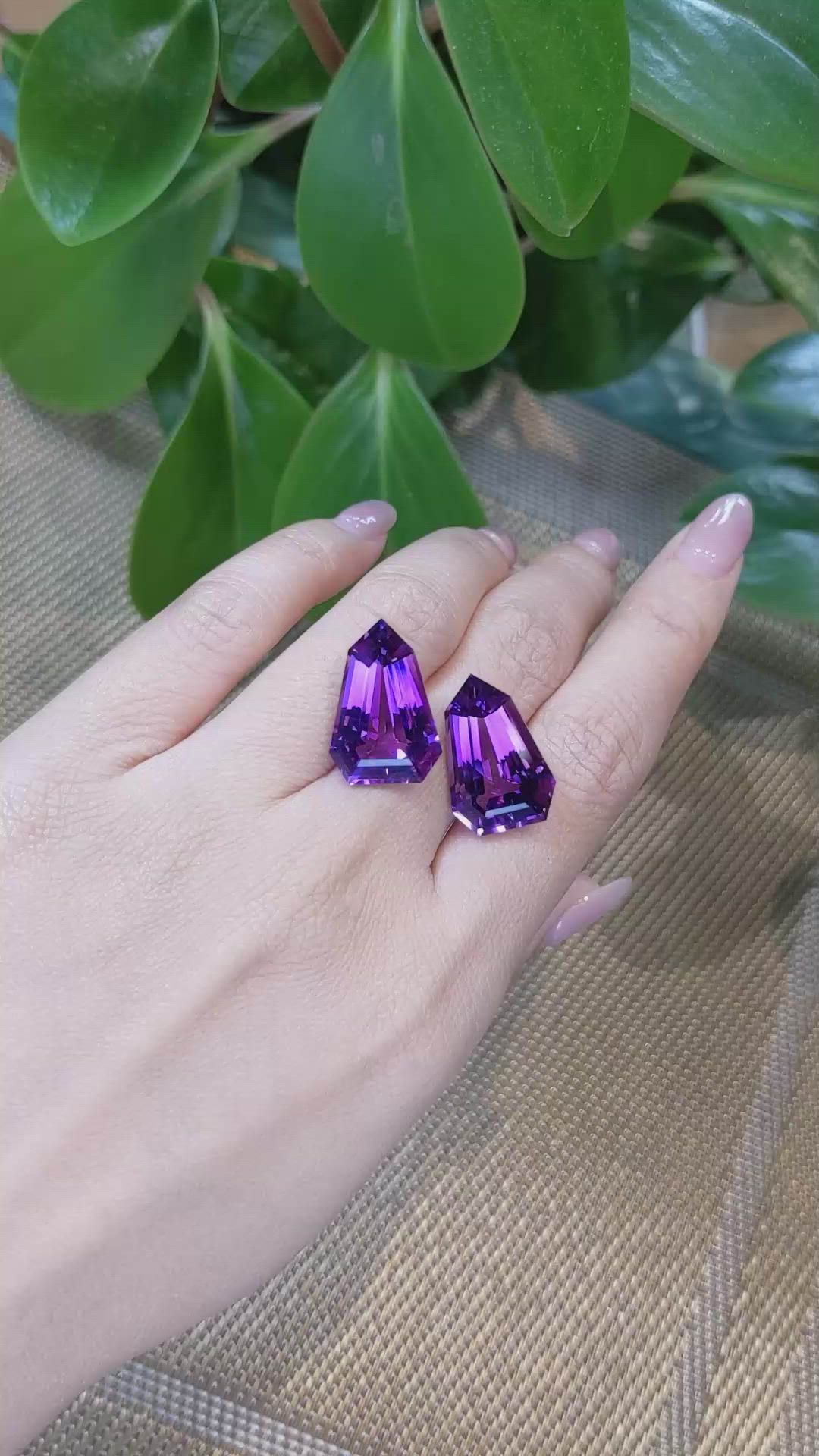 26.31&nbsp;Ct.Tw.Total Carat Weight Amethyst Pair from Bolivia Size Video