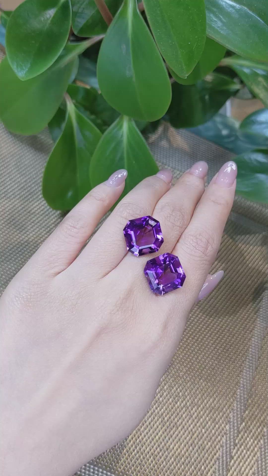 26.38 Ct.Tw.Total Carat Weight Purple Amethyst Pair from Bolivia Size Video