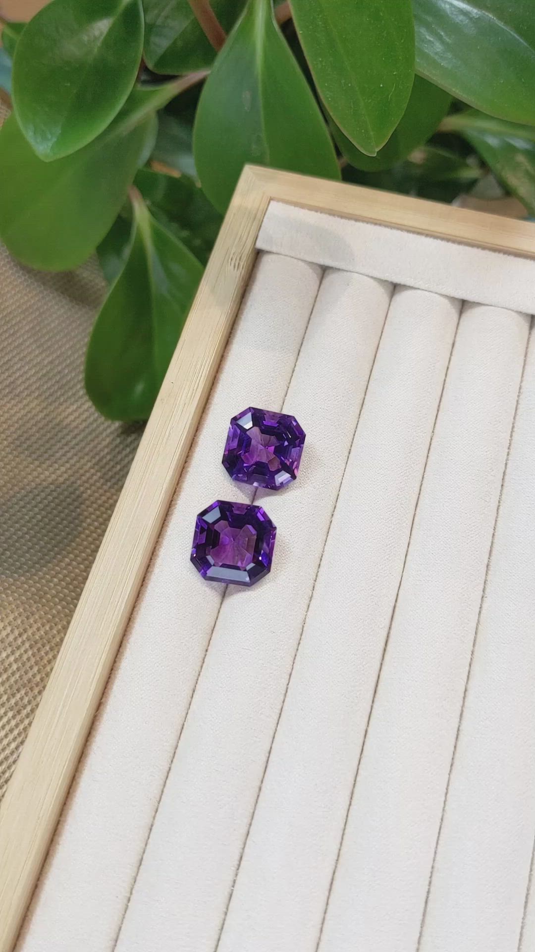 26.38 Ct.Tw.Total Carat Weight Purple Amethyst Pair from Bolivia Size Video