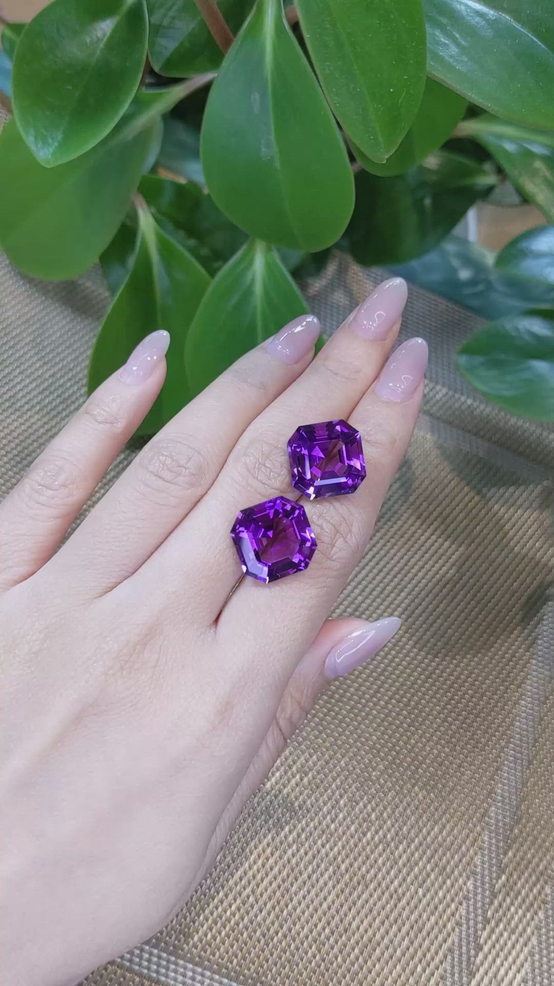 26.38 Ct.Tw.Total Carat Weight Purple Amethyst Pair from Bolivia Size Video