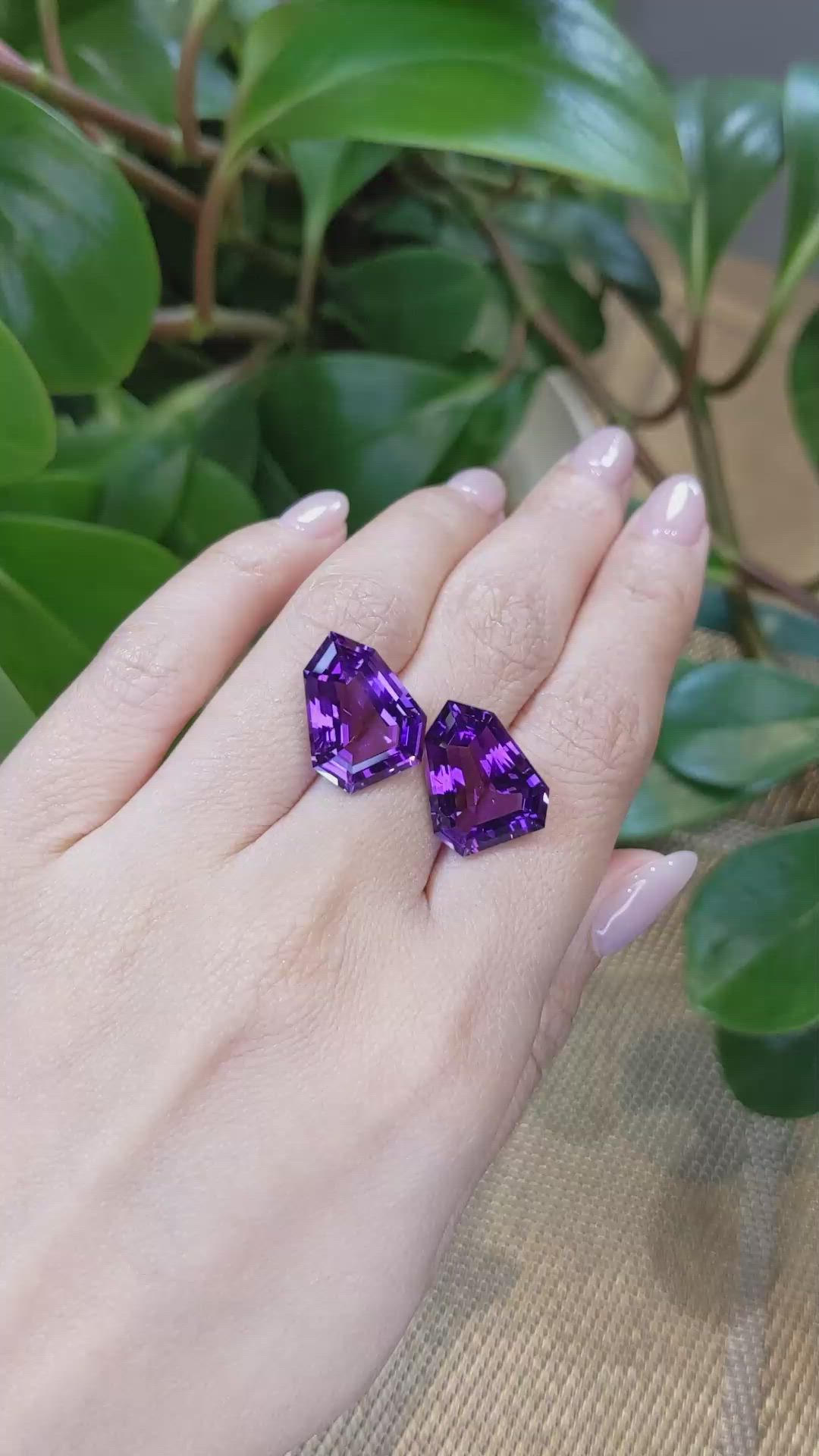 20.16&nbsp;Ct.Tw.Total Carat Weight Amethyst Pair from Bolivia Size Video