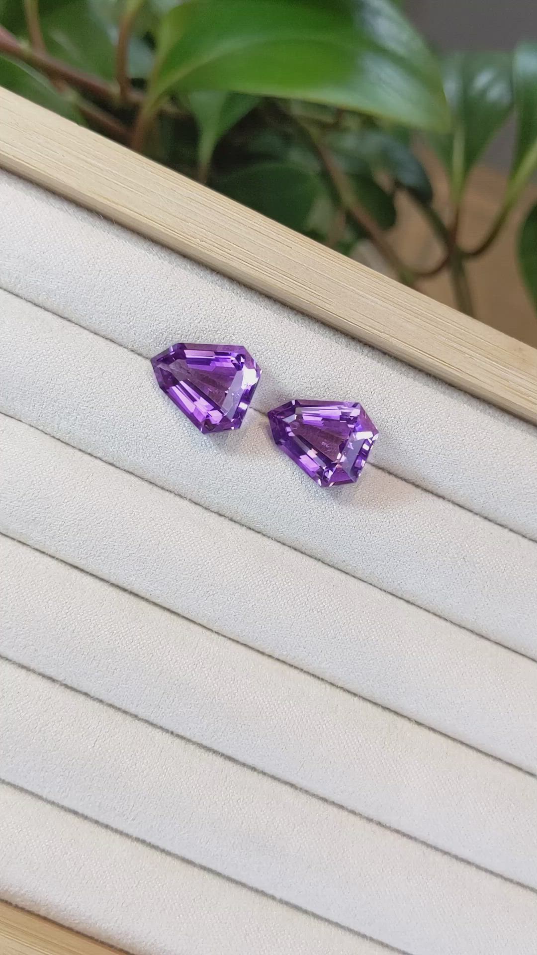14.81&nbsp;Ct.Tw.Total Carat Weight Amethyst Pair from Bolivia Size Video