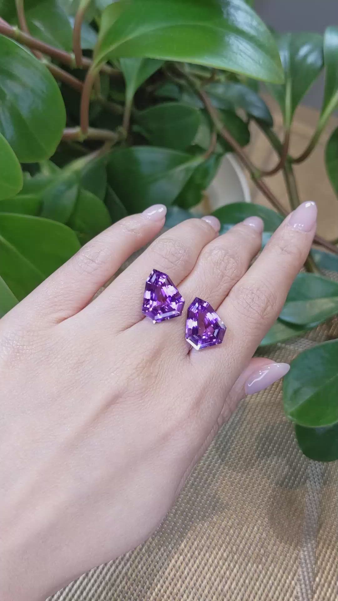 14.81&nbsp;Ct.Tw.Total Carat Weight Amethyst Pair from Bolivia Size Video