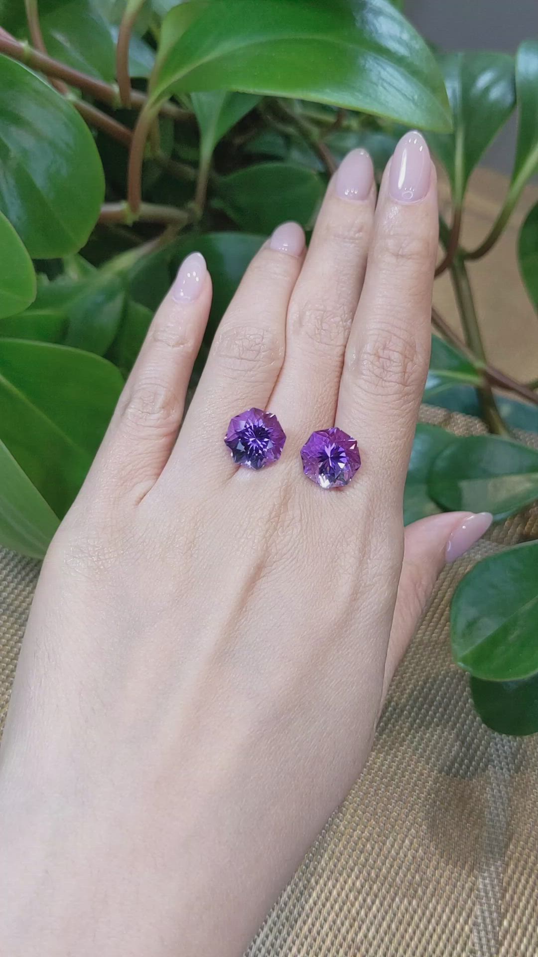 12.51&nbsp;Ct.Tw.Total Carat Weight Amethyst Pair from Bolivia Size Video