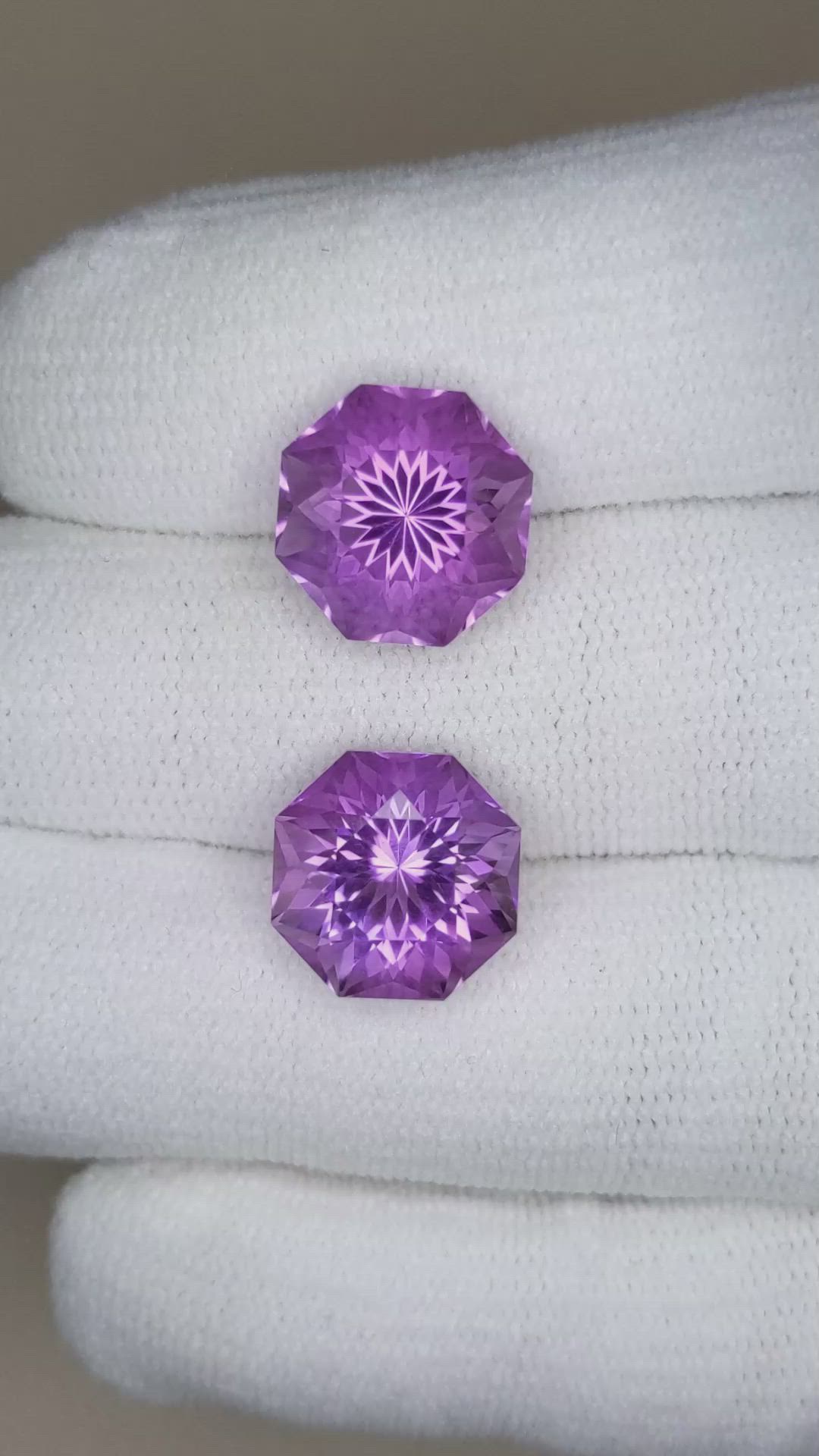 12.51&nbsp;Ct.Tw.Total Carat Weight Amethyst Pair from Bolivia Size Video