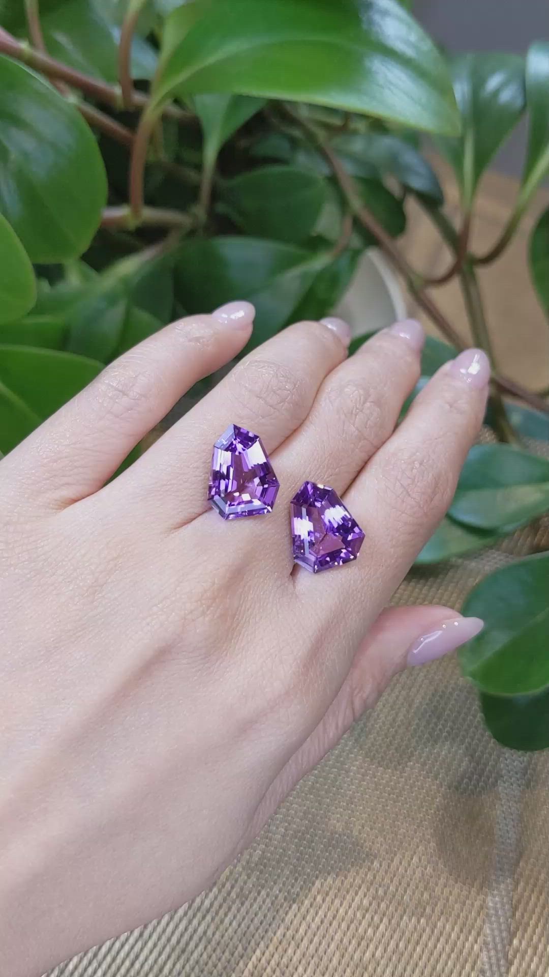 14.72&nbsp;Ct.Tw.Total Carat Weight Amethyst Pair from Bolivia Size Video