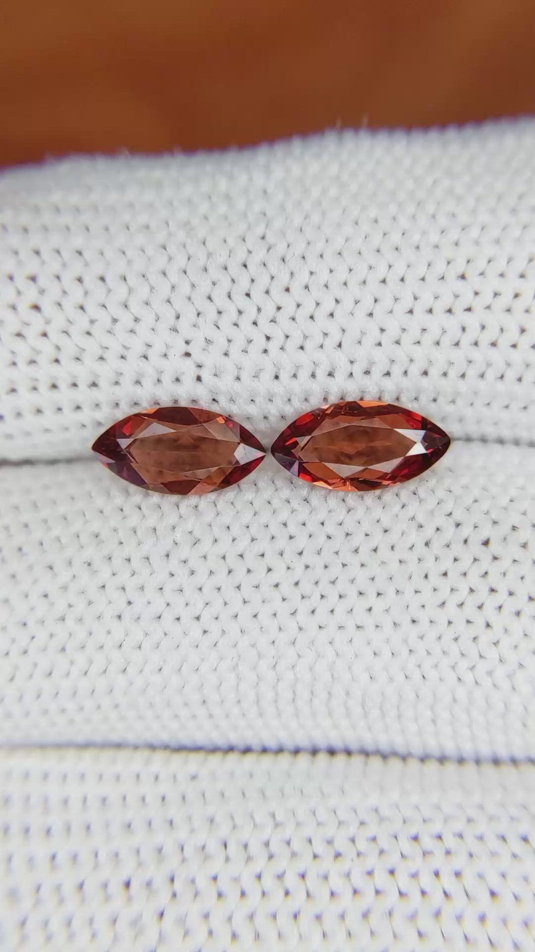 2.03 Ct.Tw.Total Carat Weight Garnet Pair from Ceylon (Sri Lanka) Size Video