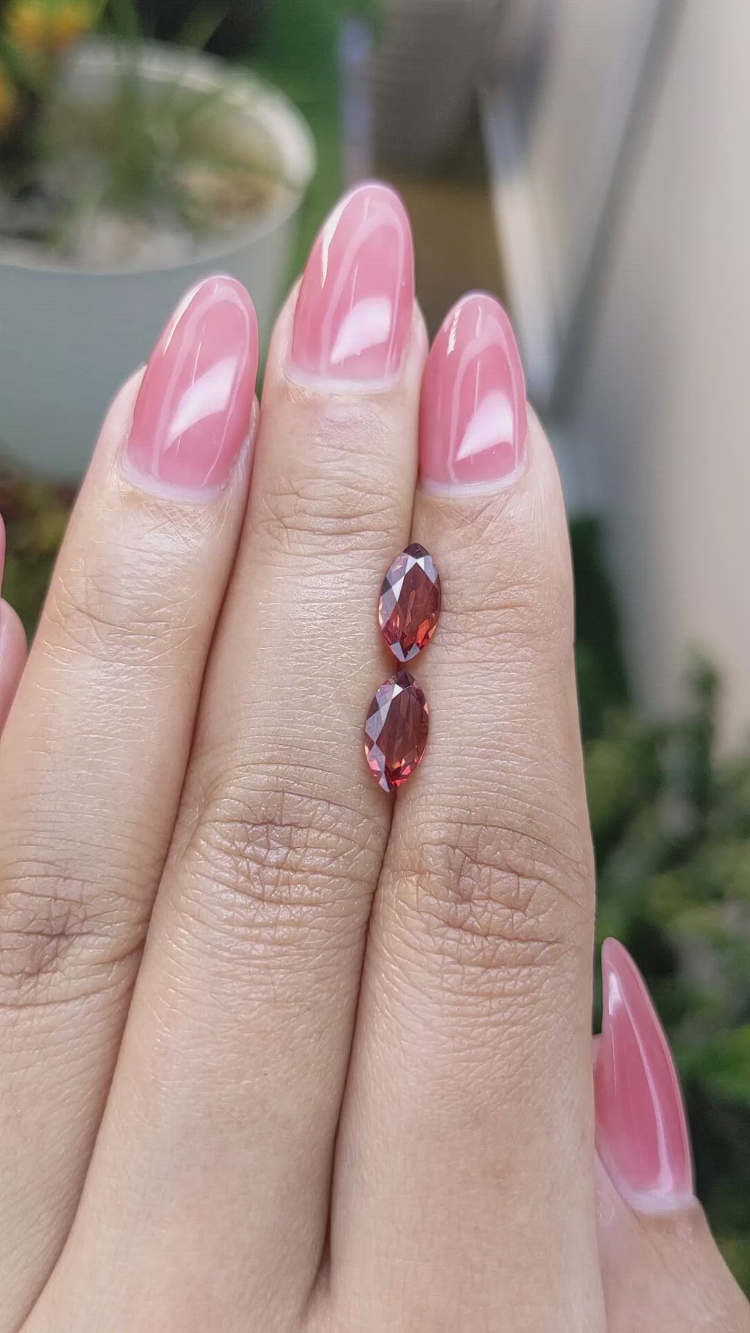 2.03 Ct.Tw.Total Carat Weight Garnet Pair from Ceylon (Sri Lanka) Size Video