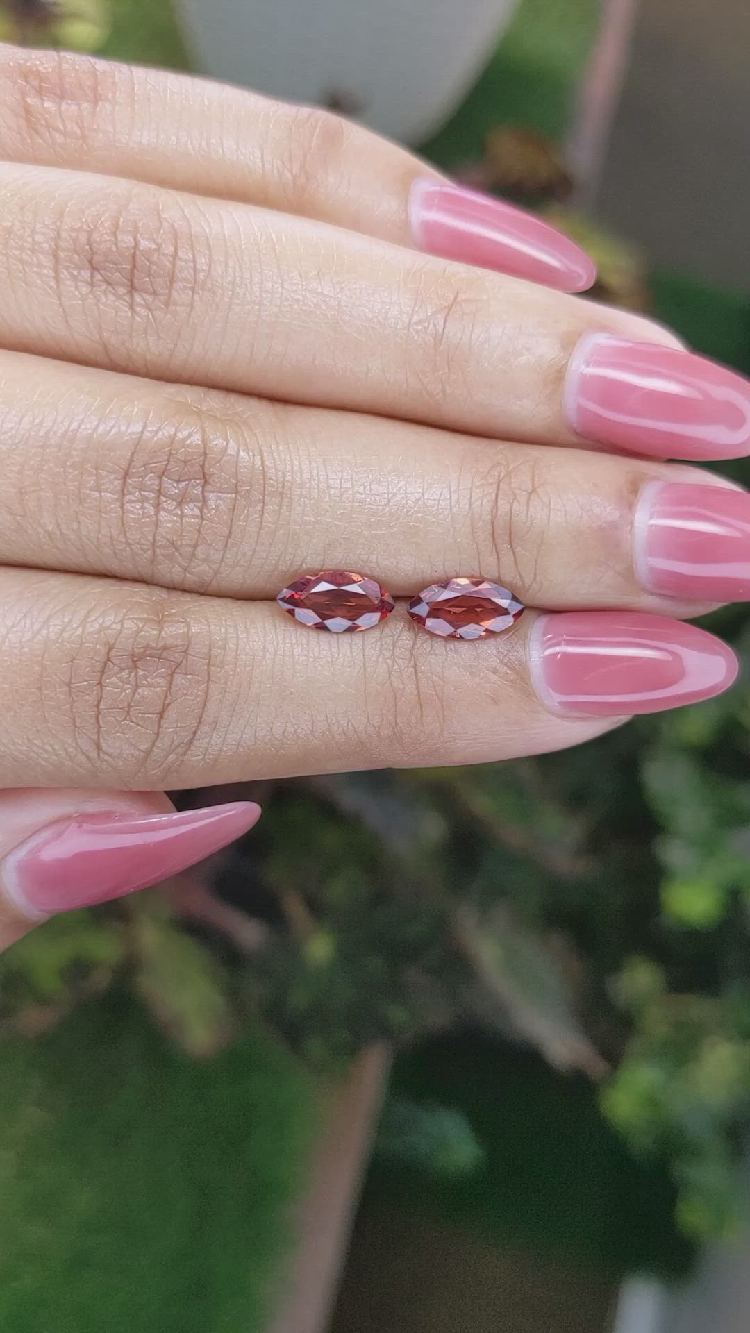 2.03 Ct.Tw.Total Carat Weight Garnet Pair from Ceylon (Sri Lanka) Size Video