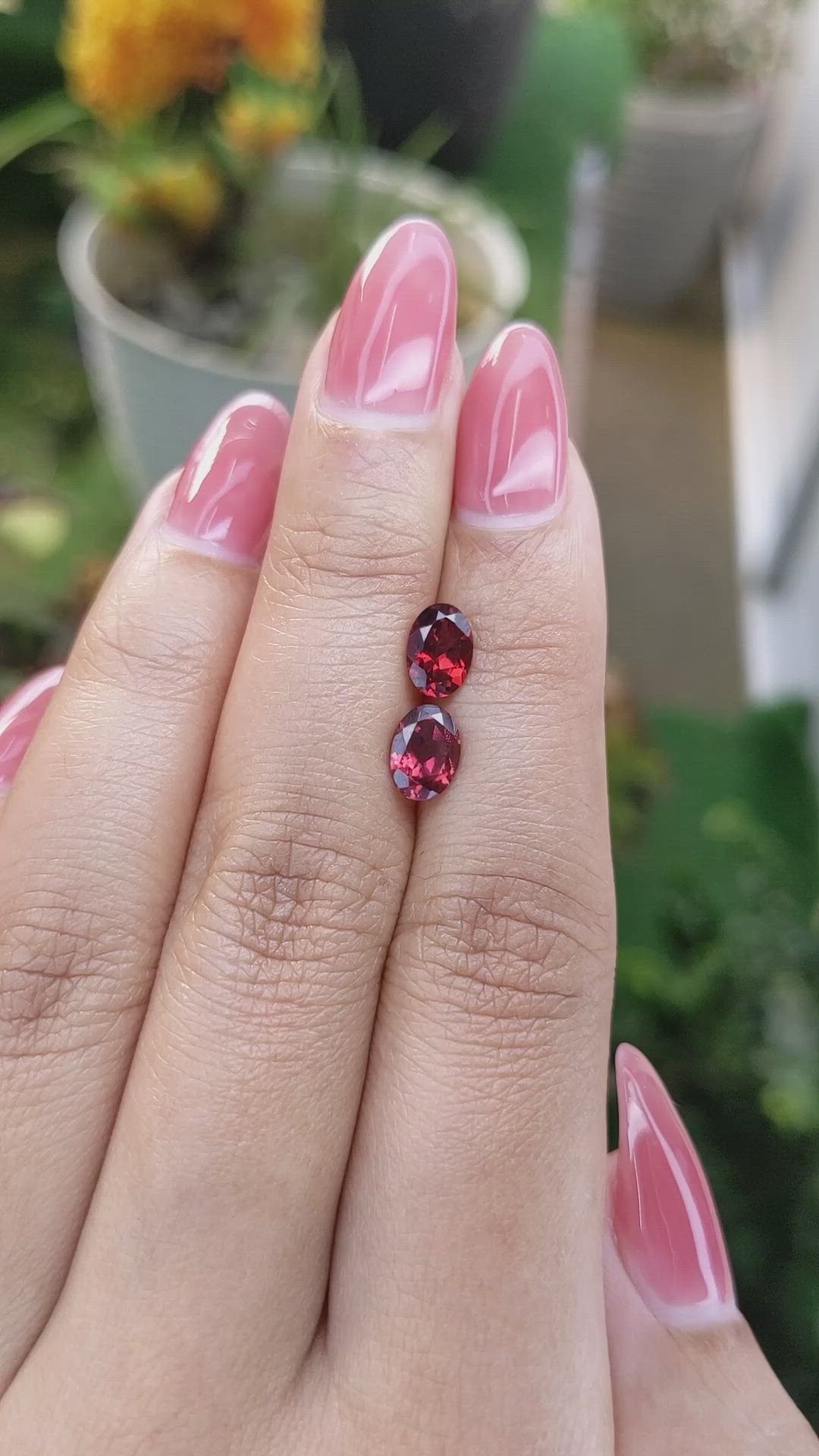 1.96&nbsp;Ct.Tw.Total Carat Weight Garnet Pair from Ceylon (Sri Lanka) Size Video