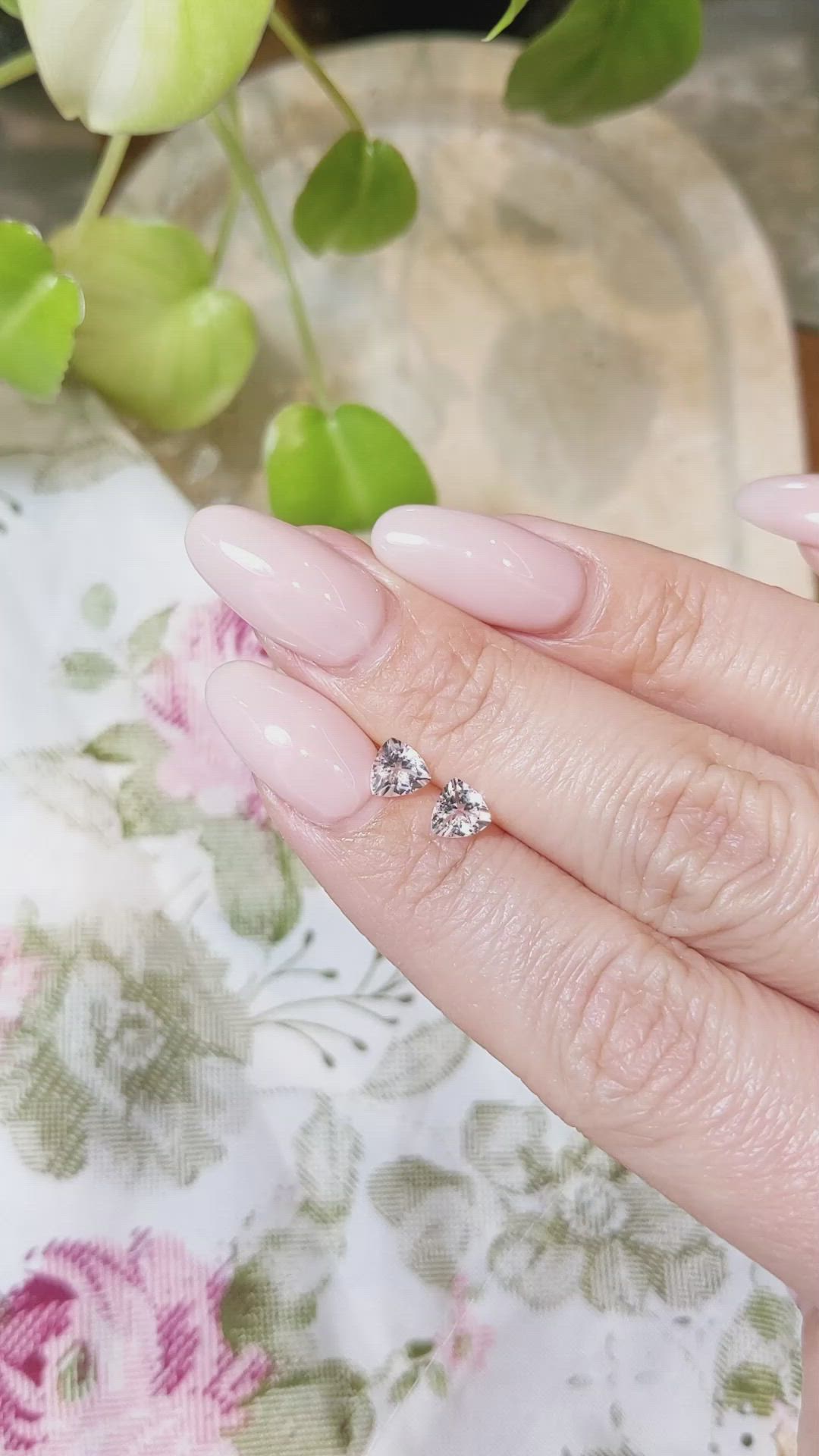 0.81 Ct.Tw.Total Carat Weight Morganite Pair from Brazil Size Video