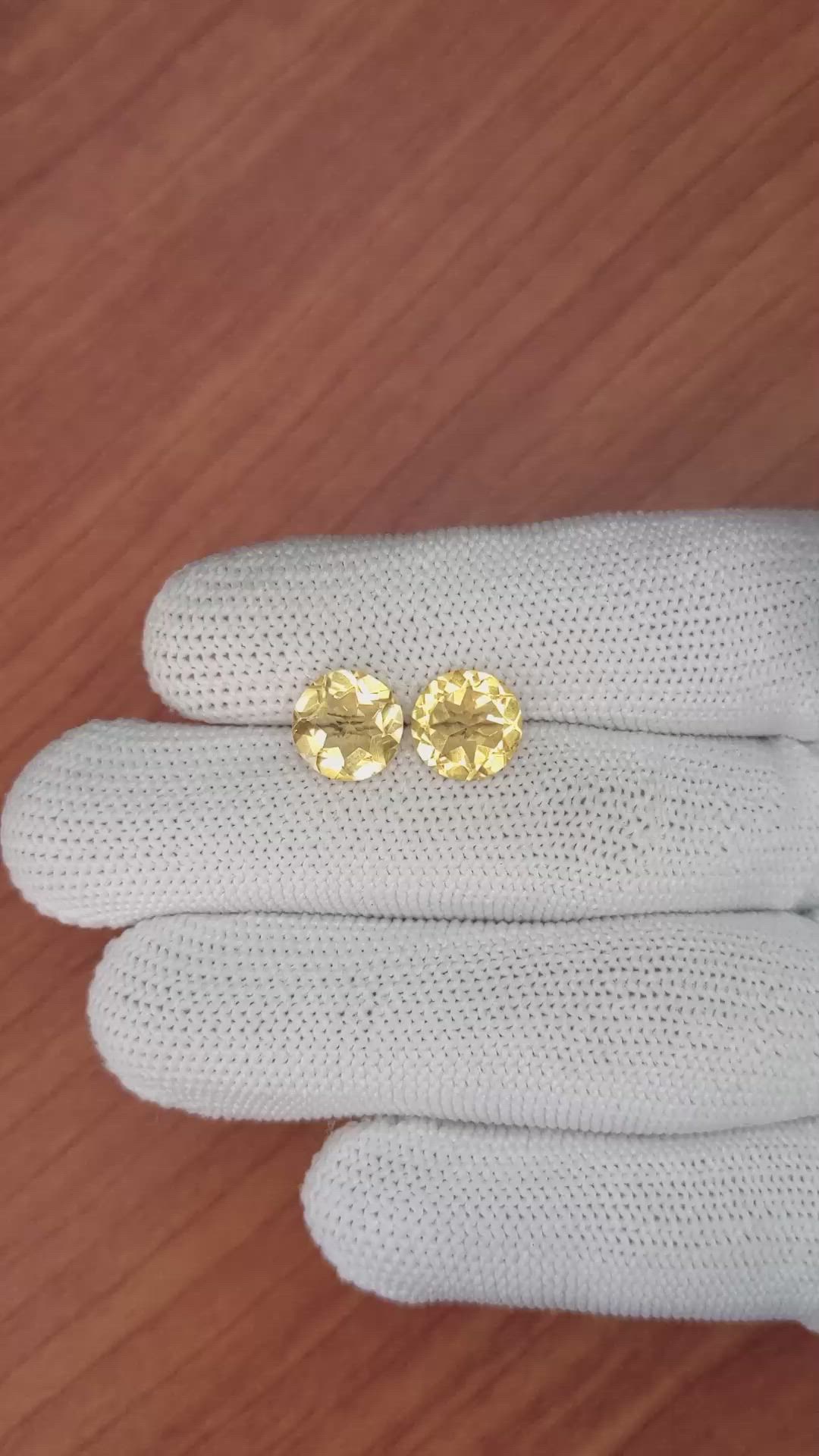 4.14&nbsp;Ct.Tw.Total Carat Weight Yellow Citrine Pair from Brazil Size Video