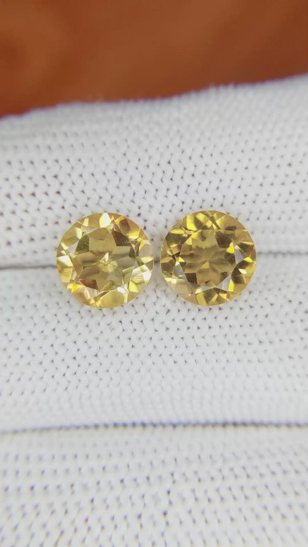 4.61 Ct.Tw.Total Carat Weight Citrine Pair from Brazil Size Video