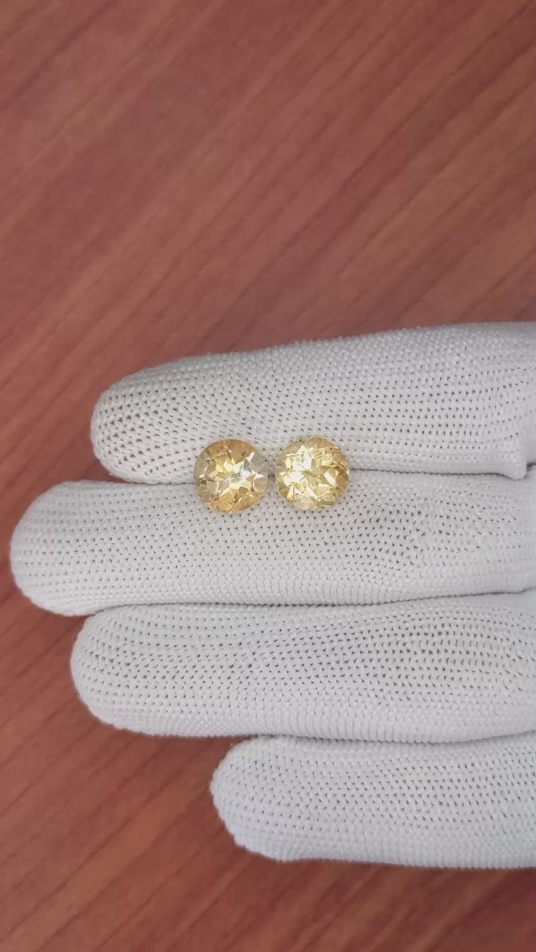 5.25&nbsp;Ct.Tw.Total Carat Weight Citrine Pair from Brazil Size Video