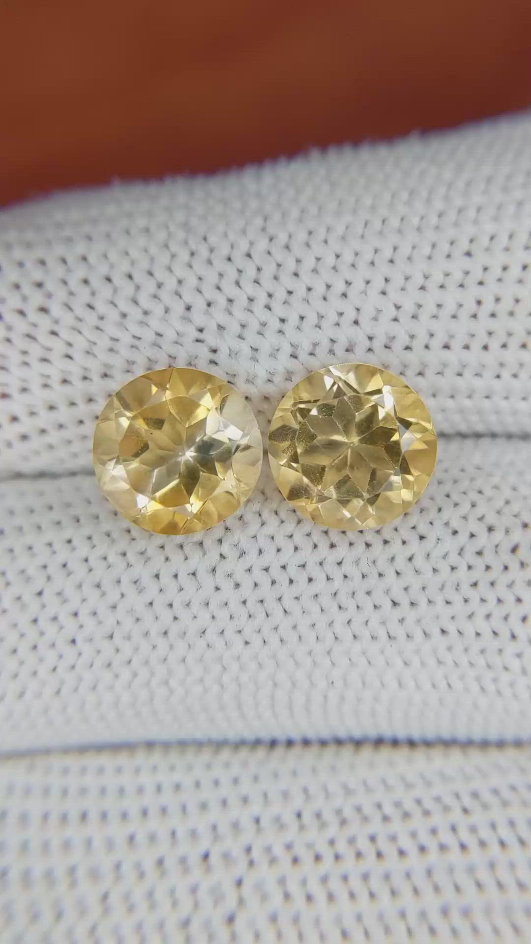 5.25&nbsp;Ct.Tw.Total Carat Weight Citrine Pair from Brazil Size Video