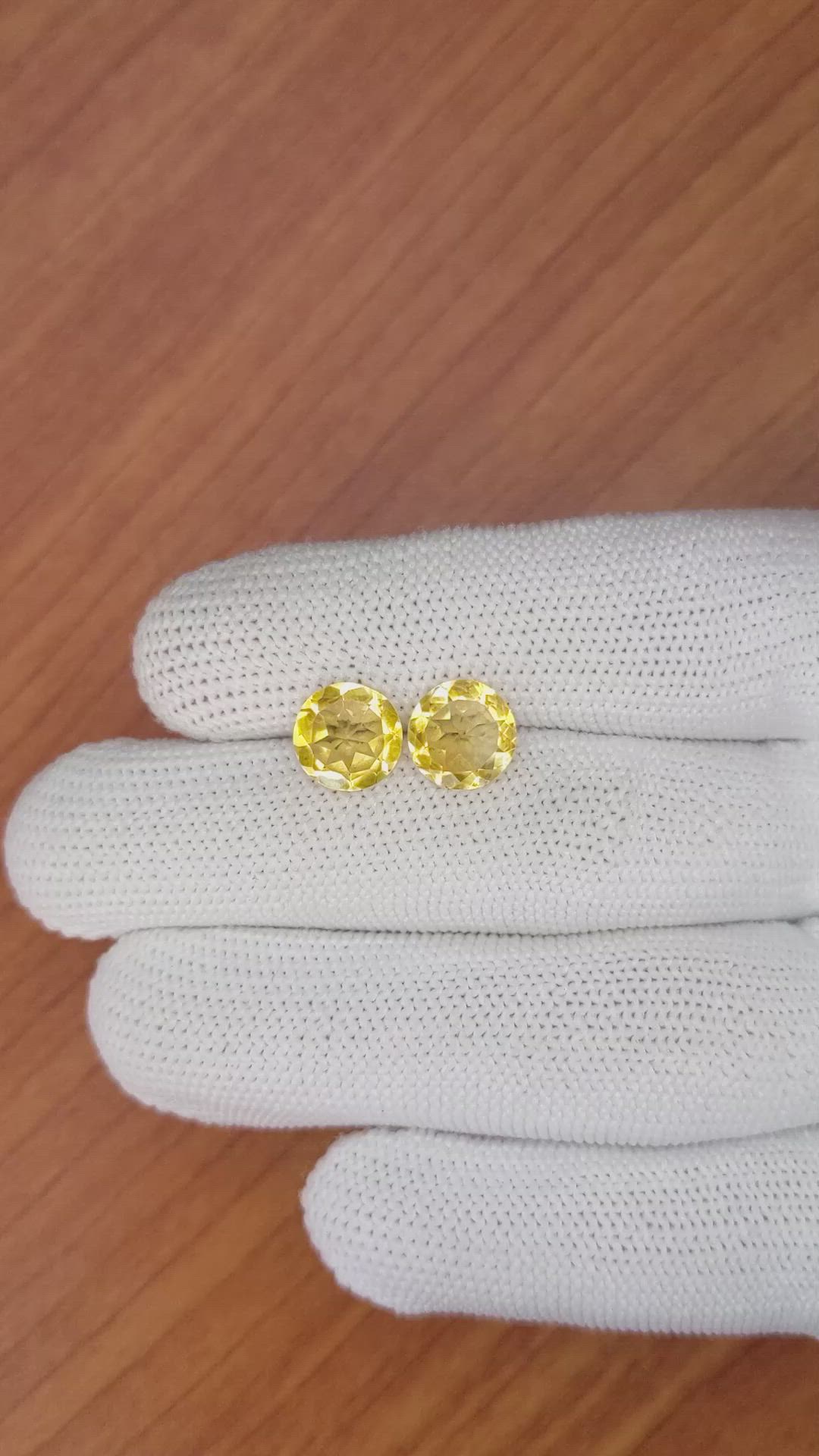3.91&nbsp;Ct.Tw.Total Carat Weight Yellow Citrine Pair from Brazil Size Video