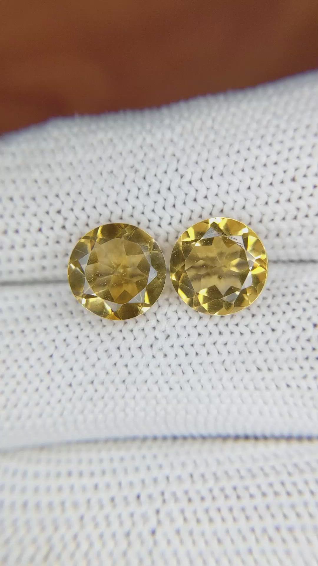 4.46&nbsp;Ct.Tw.Total Carat Weight Yellow Citrine Pair from Brazil Size Video
