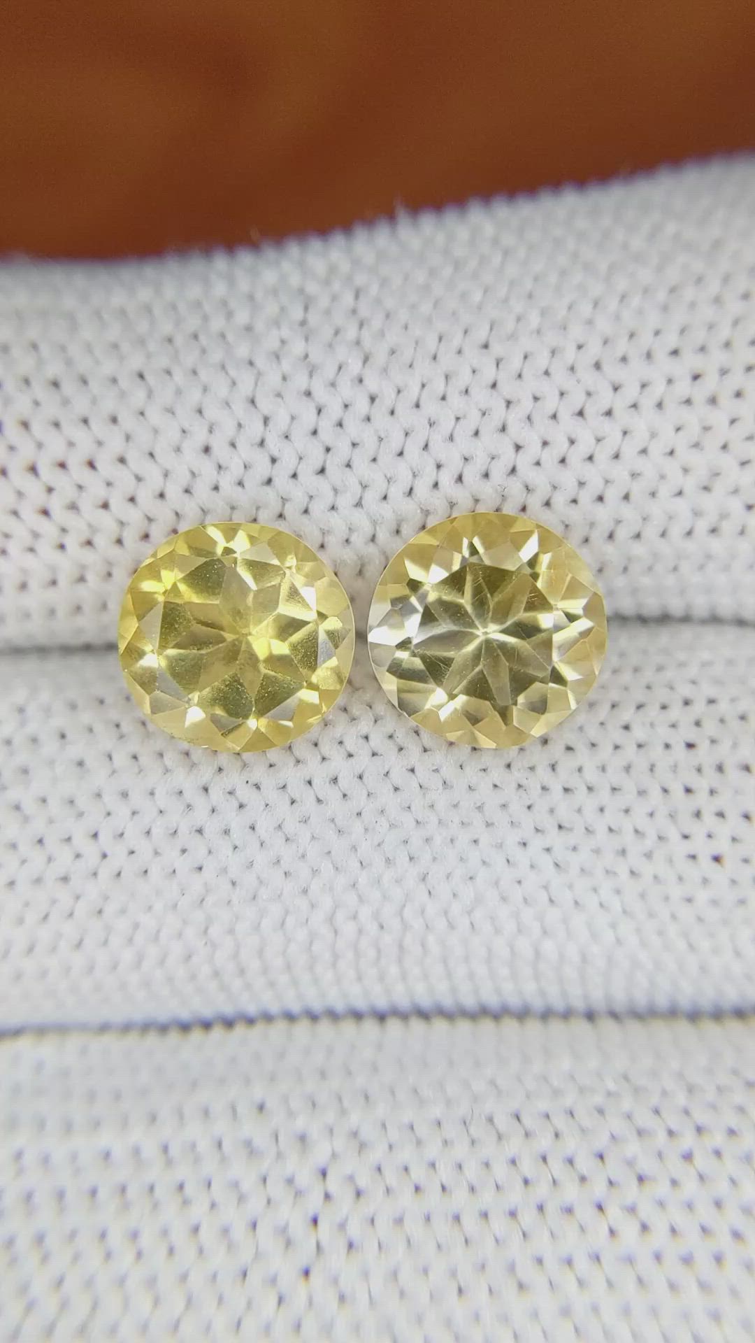 4.75&nbsp;Ct.Tw.Total Carat Weight Yellow Citrine Pair from Brazil Size Video