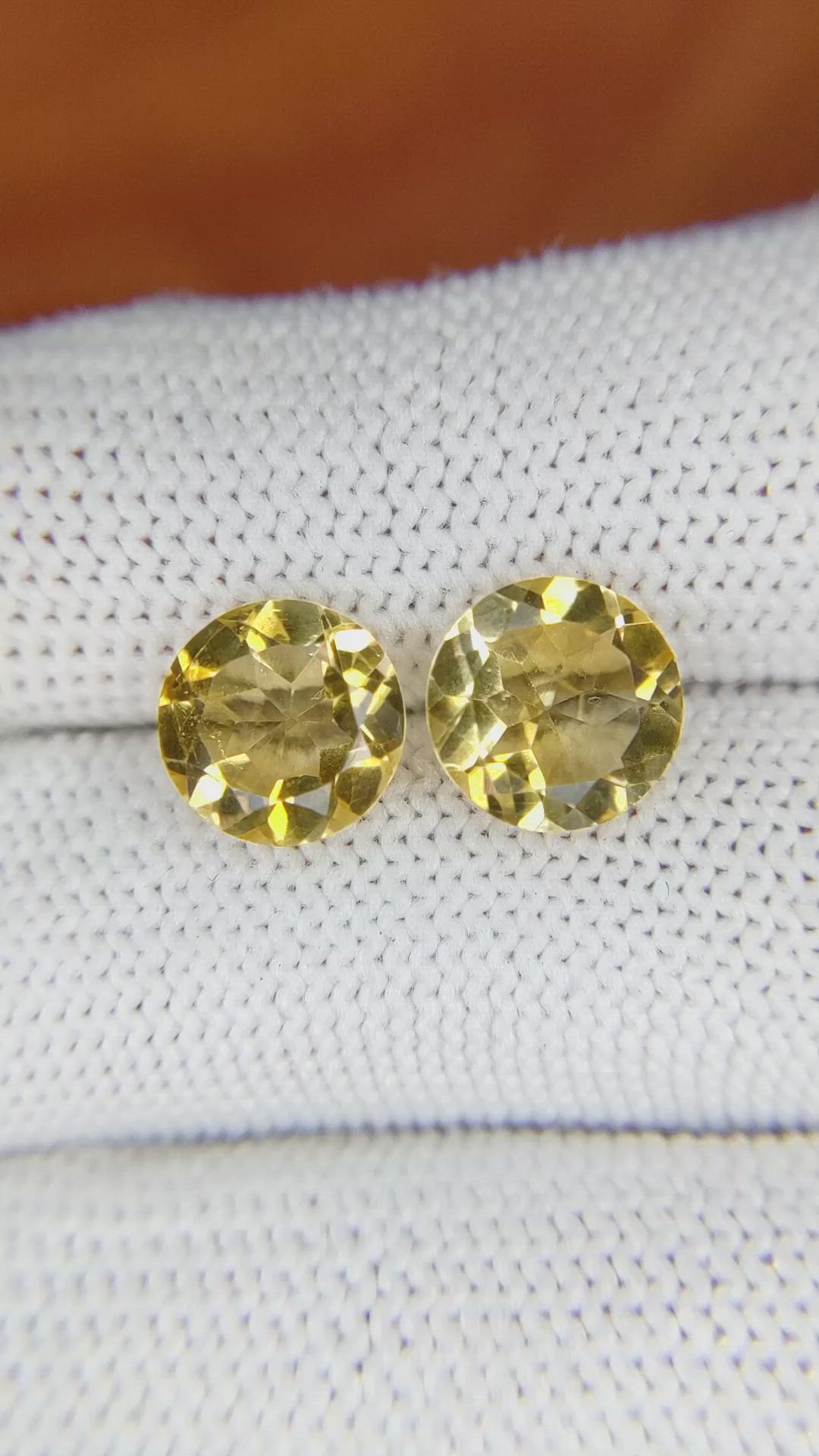 4.32&nbsp;Ct.Tw.Total Carat Weight Citrine Pair from Brazil Size Video