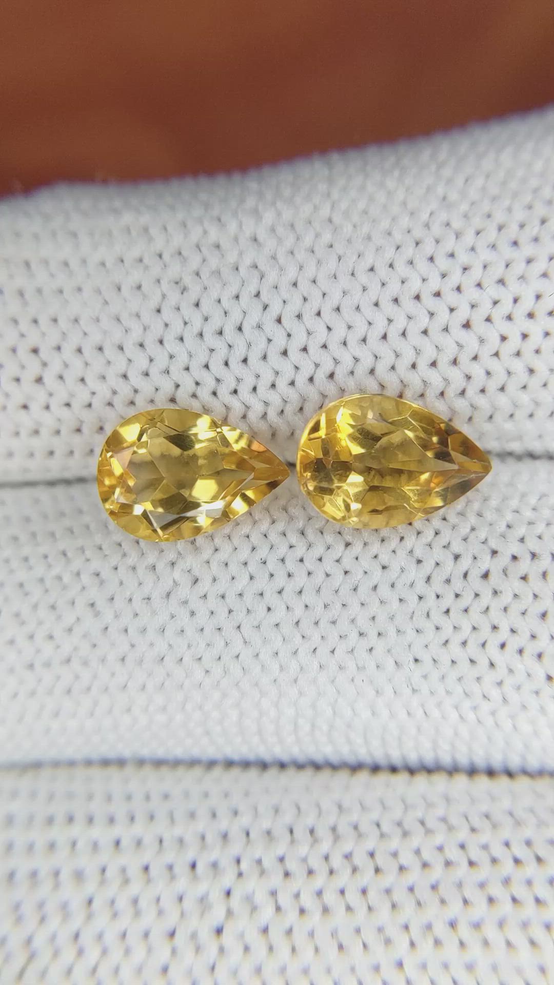 3.62&nbsp;Ct.Tw.Total Carat Weight Orangish Yellow Citrine Pair from Brazil Size Video