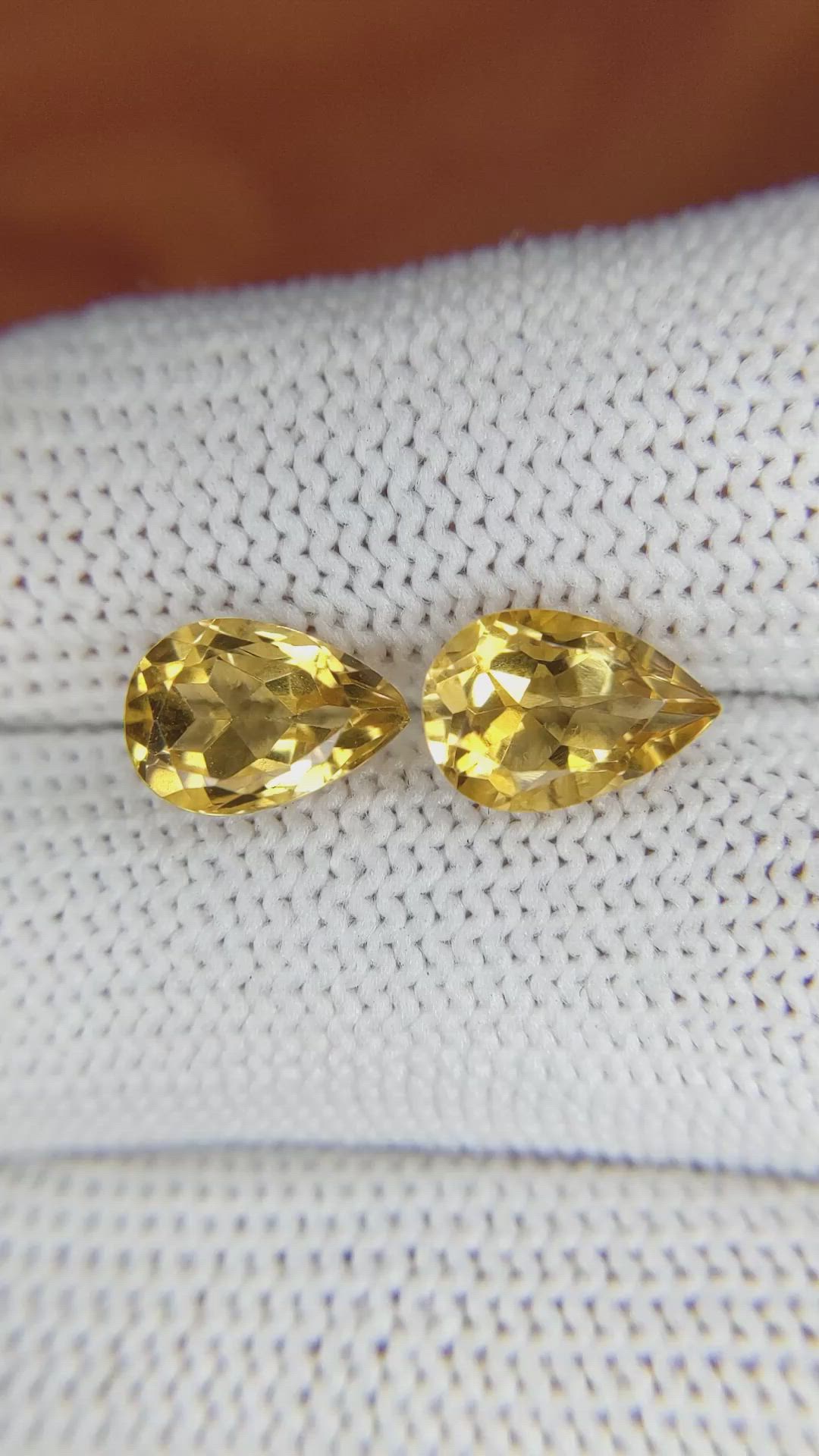 3.95&nbsp;Ct.Tw.Total Carat Weight Citrine Pair from Brazil Size Video