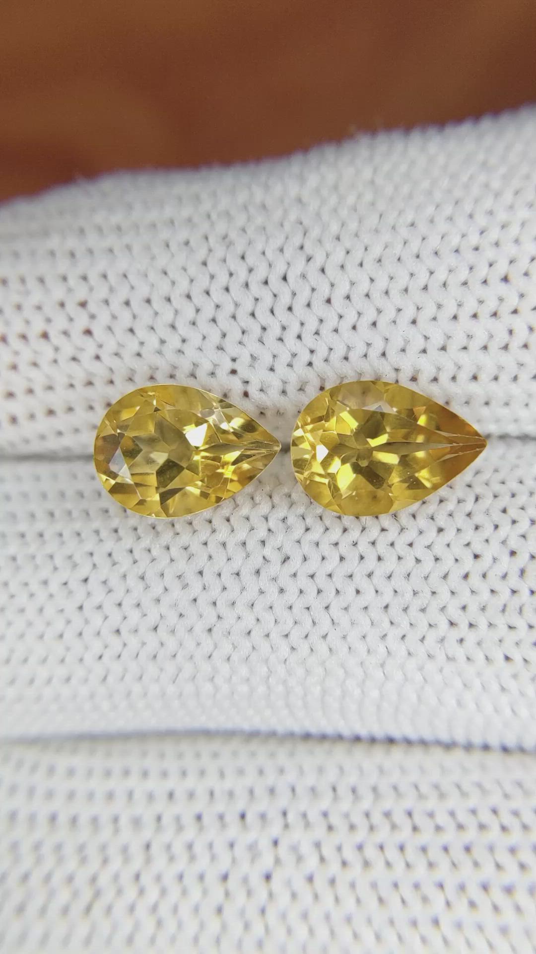 3.84&nbsp;Ct.Tw.Total Carat Weight Citrine Pair from Brazil Size Video