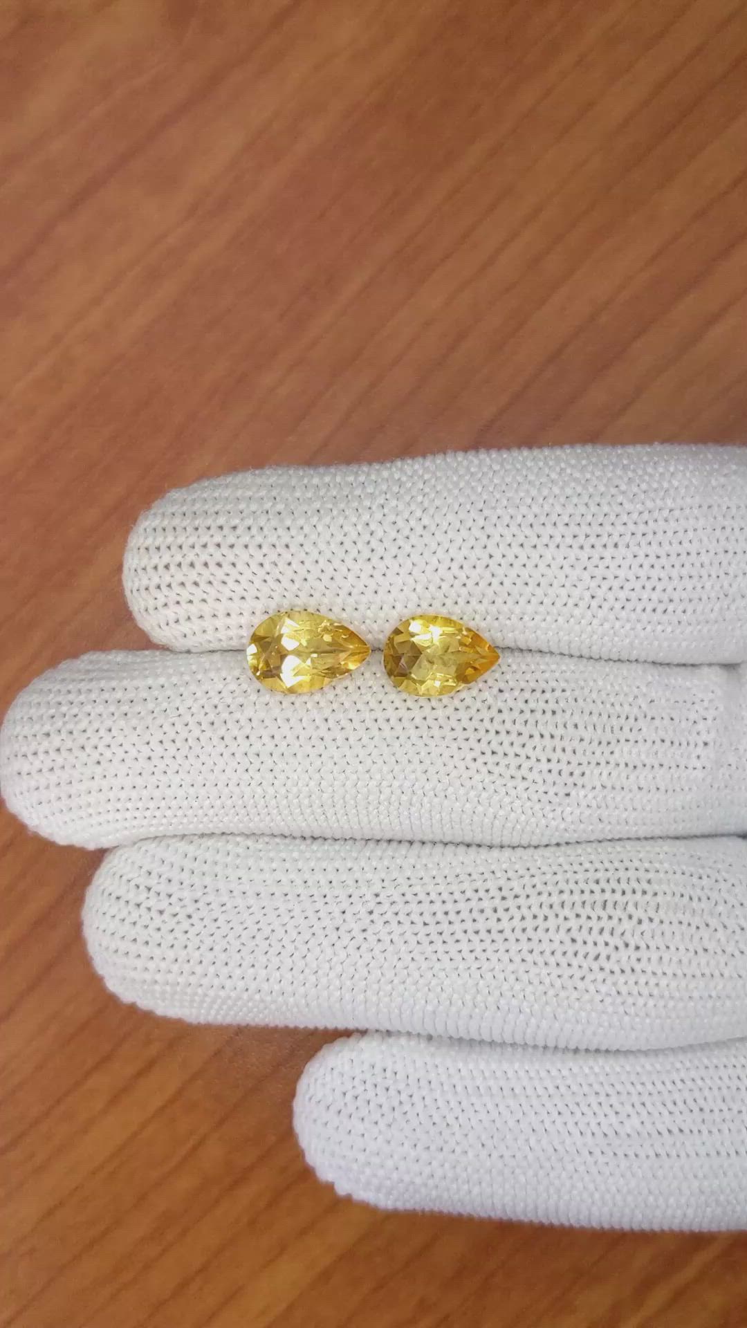3.59&nbsp;Ct.Tw.Total Carat Weight Citrine Pair from Brazil Size Video