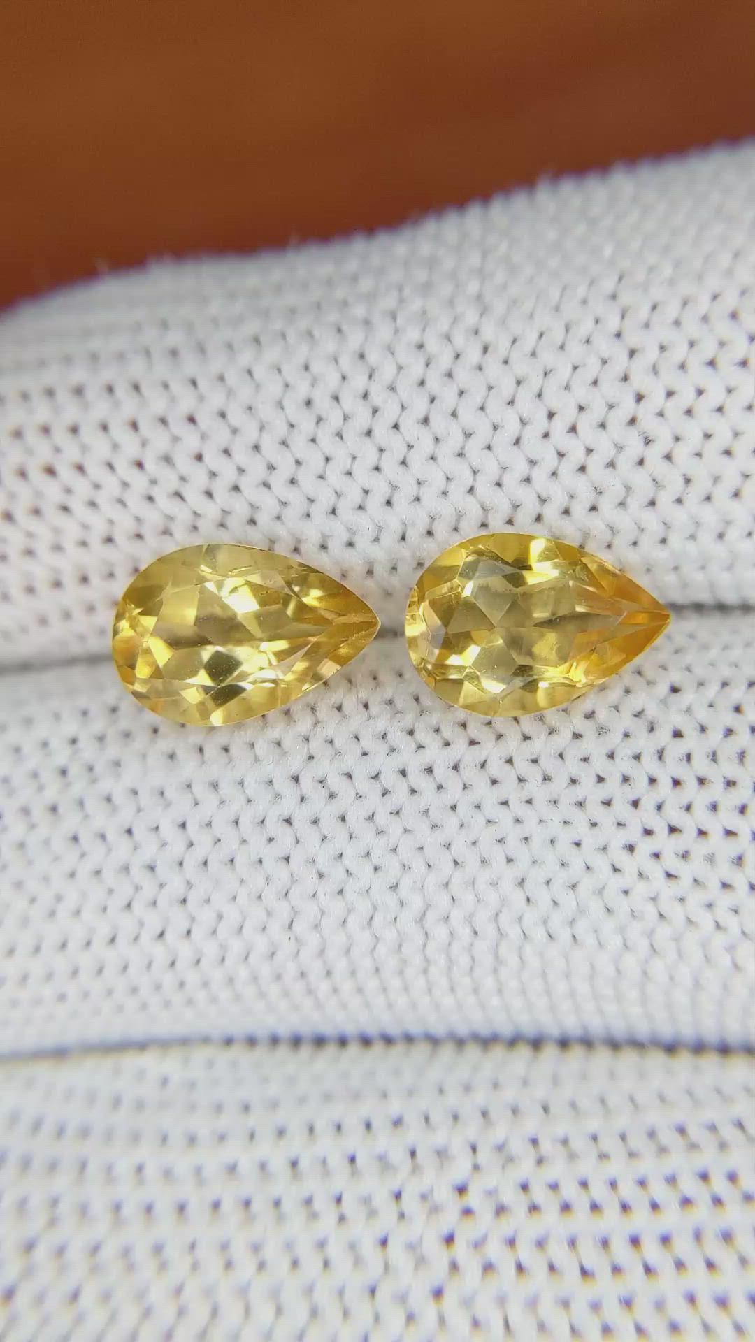 3.59&nbsp;Ct.Tw.Total Carat Weight Citrine Pair from Brazil Size Video