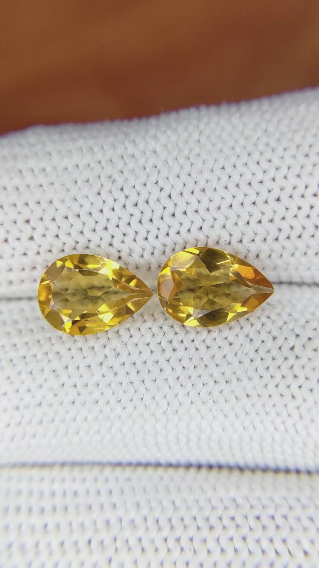 3.13&nbsp;Ct.Tw.Total Carat Weight Citrine Pair from Brazil Size Video