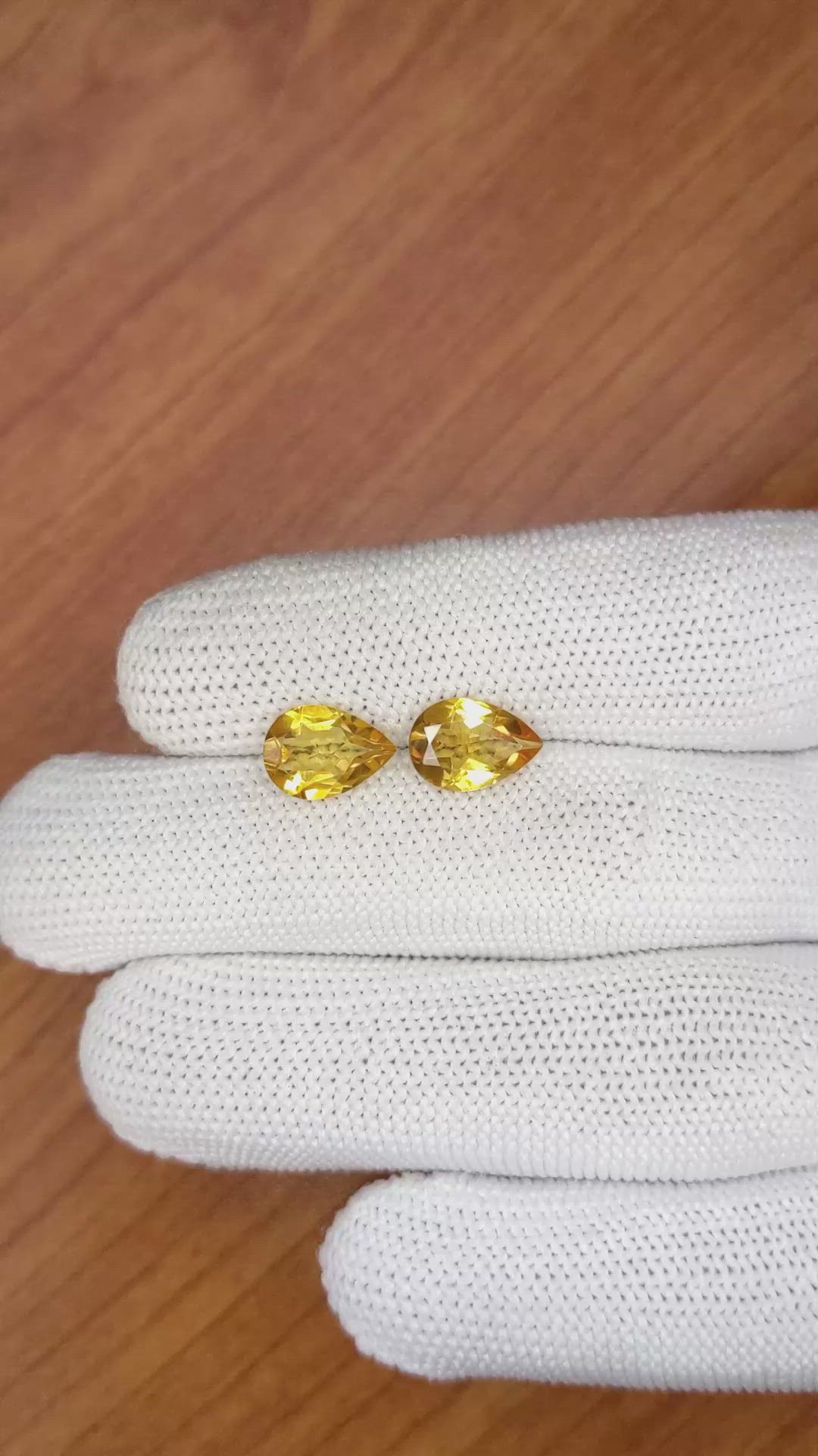 3.13&nbsp;Ct.Tw.Total Carat Weight Citrine Pair from Brazil Size Video