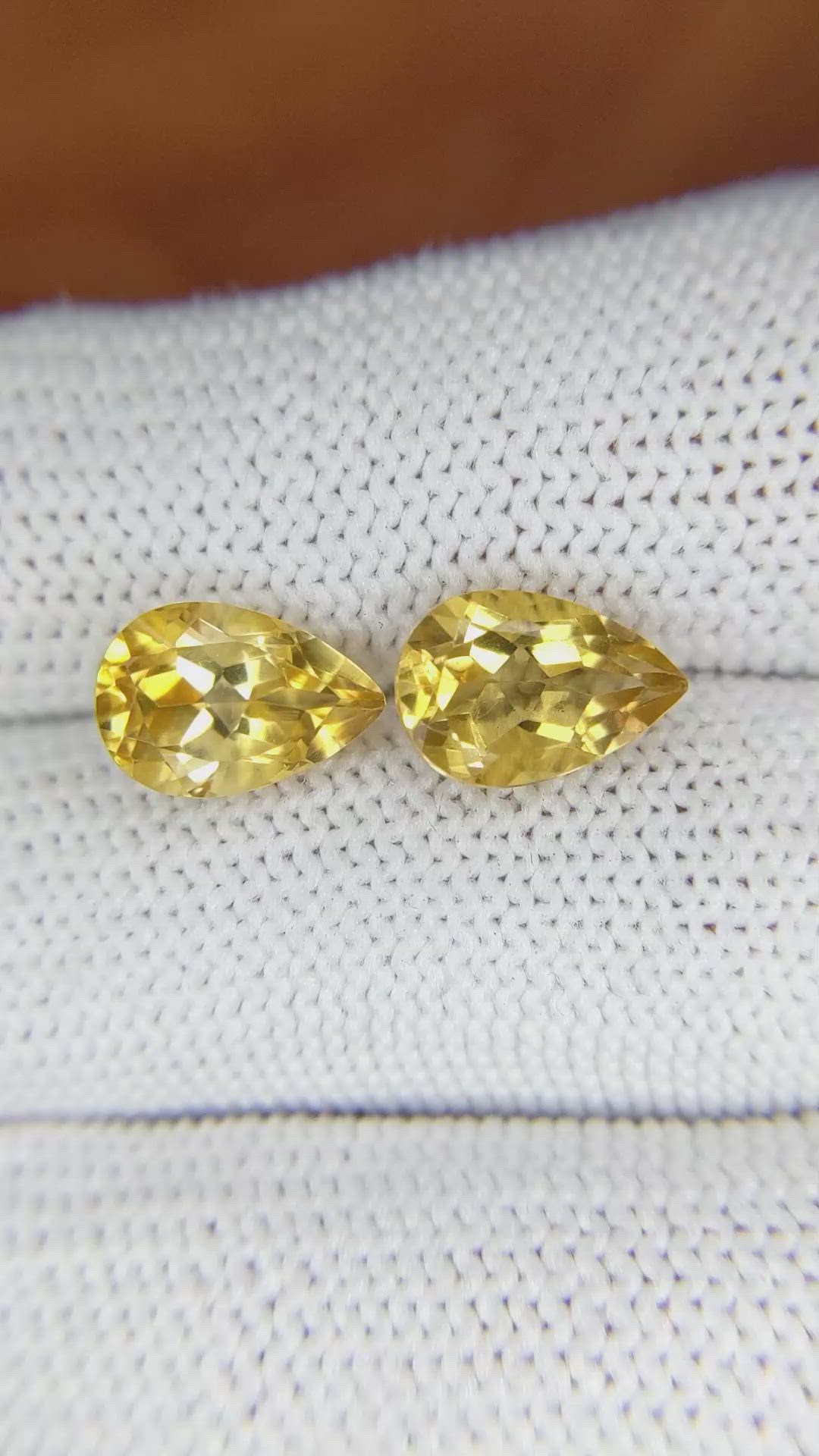4.22&nbsp;Ct.Tw.Total Carat Weight Citrine Pair from Brazil Size Video