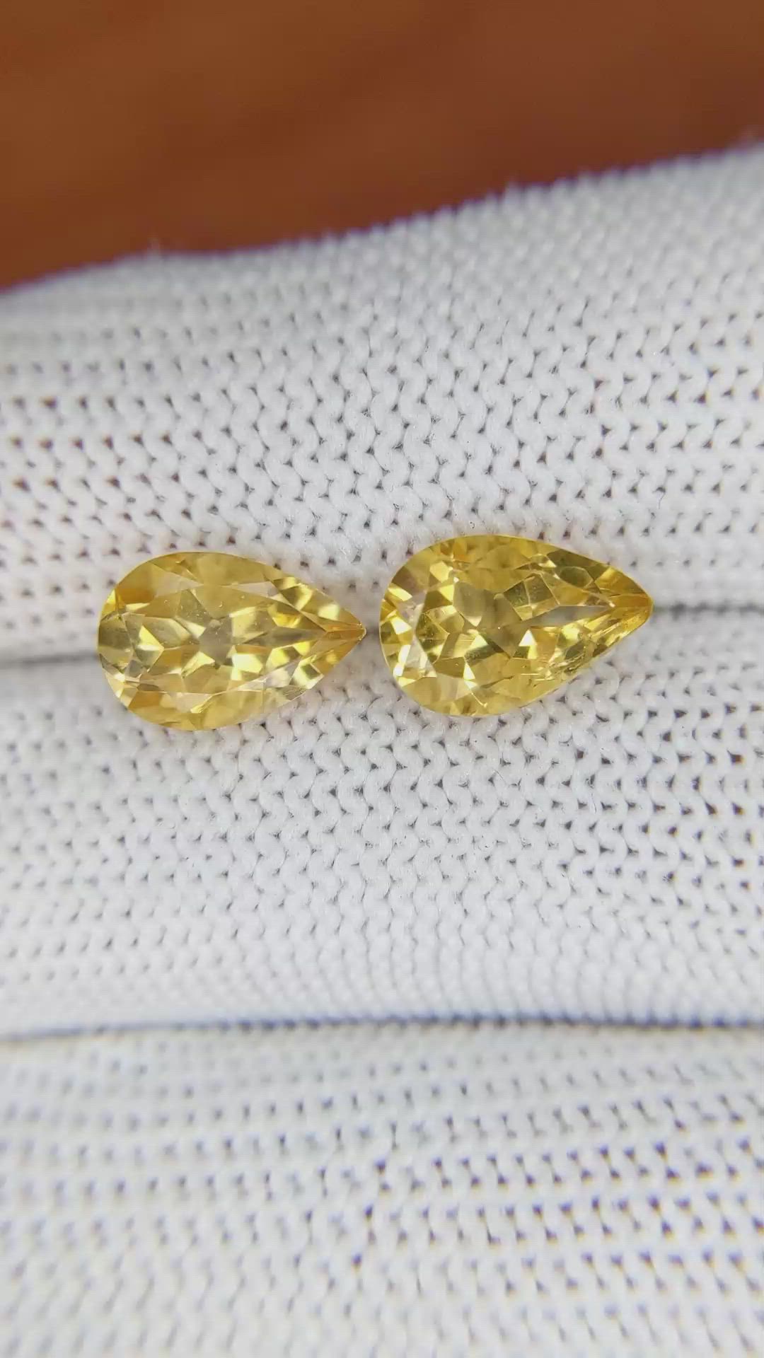 3.84&nbsp;Ct.Tw.Total Carat Weight Citrine Pair from Brazil Size Video