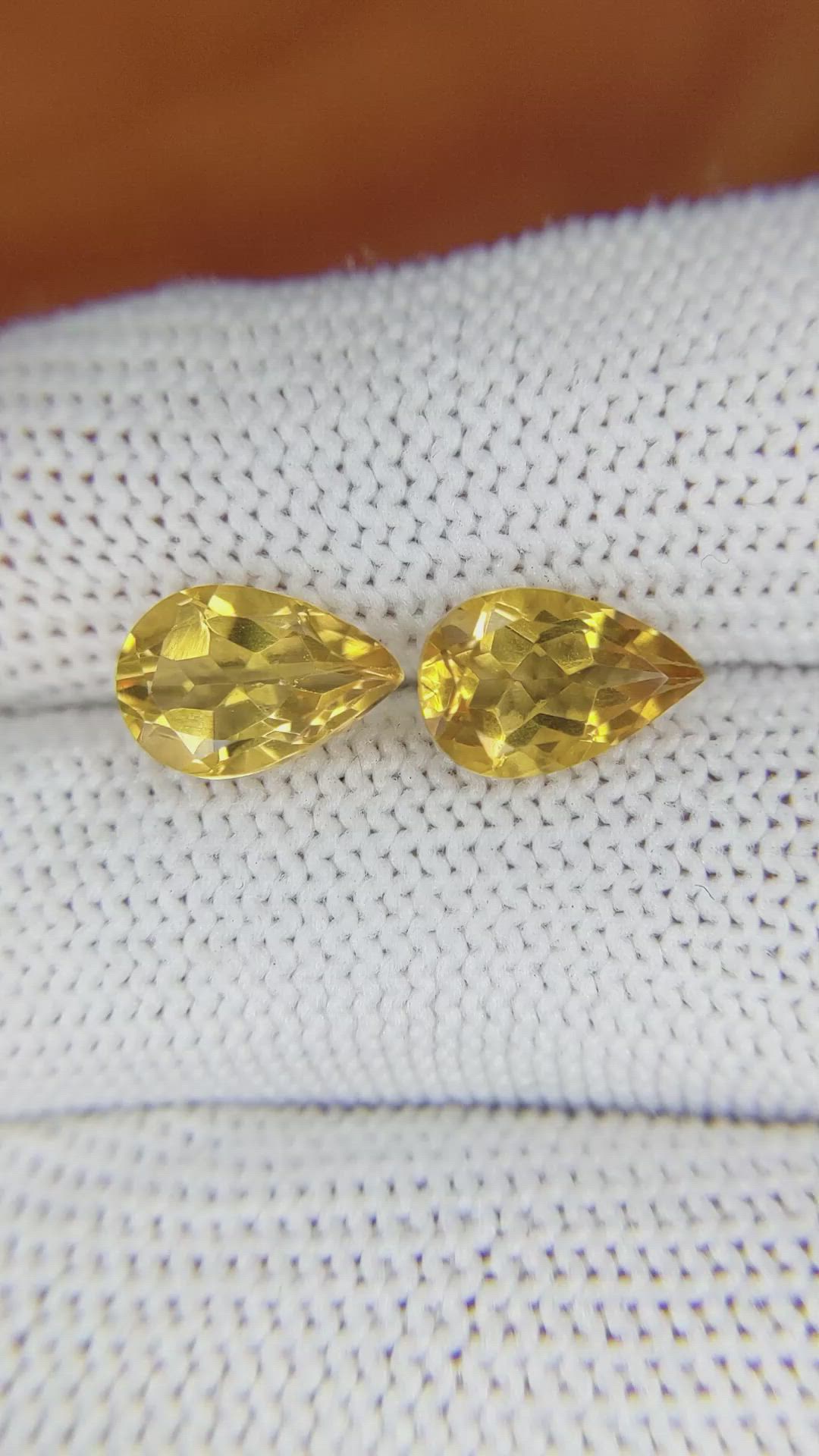 3.57&nbsp;Ct.Tw.Total Carat Weight Citrine Pair from Brazil Size Video