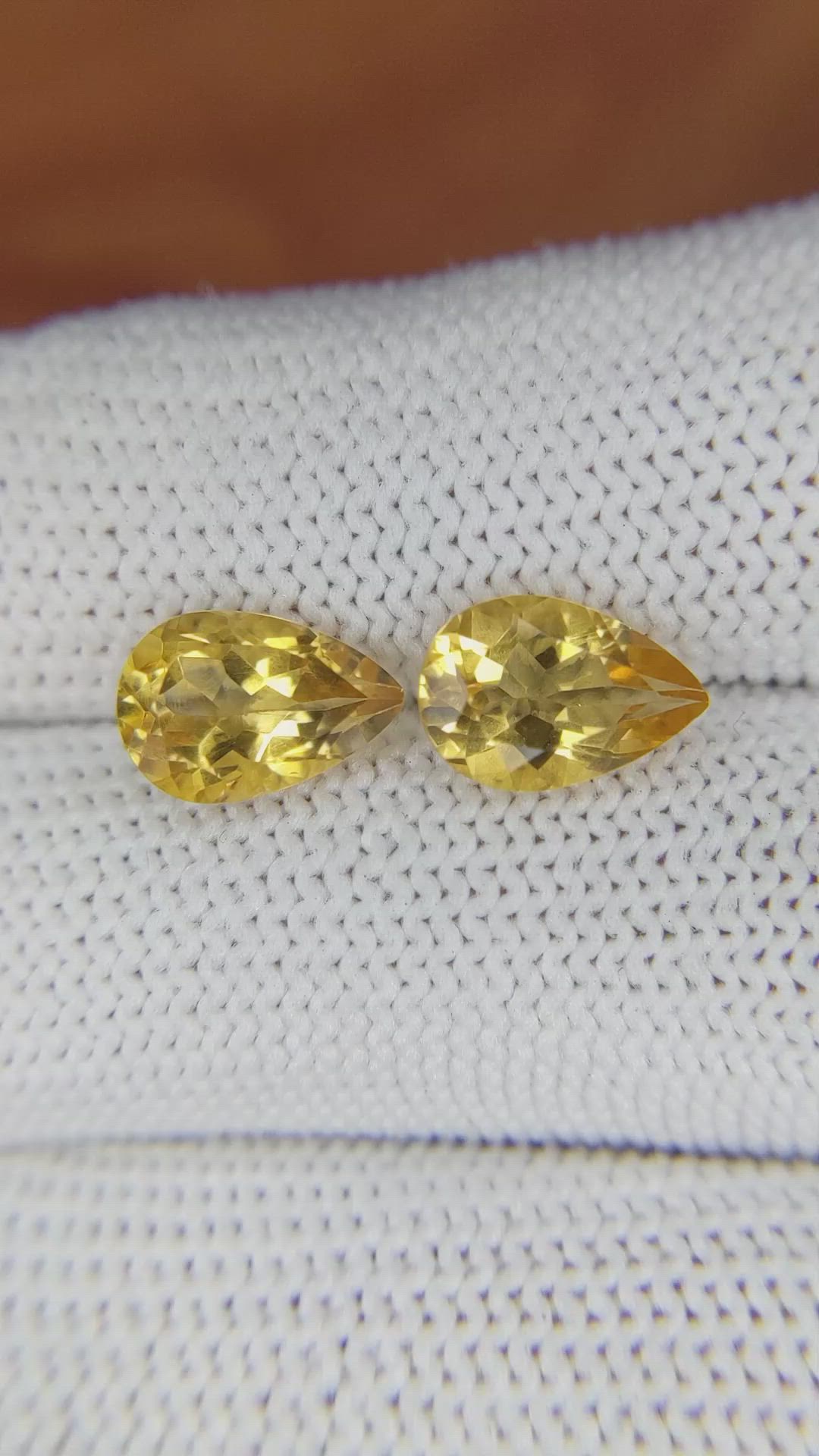 3.50 Ct.Tw.Total Carat Weight Citrine Pair from Brazil Size Video