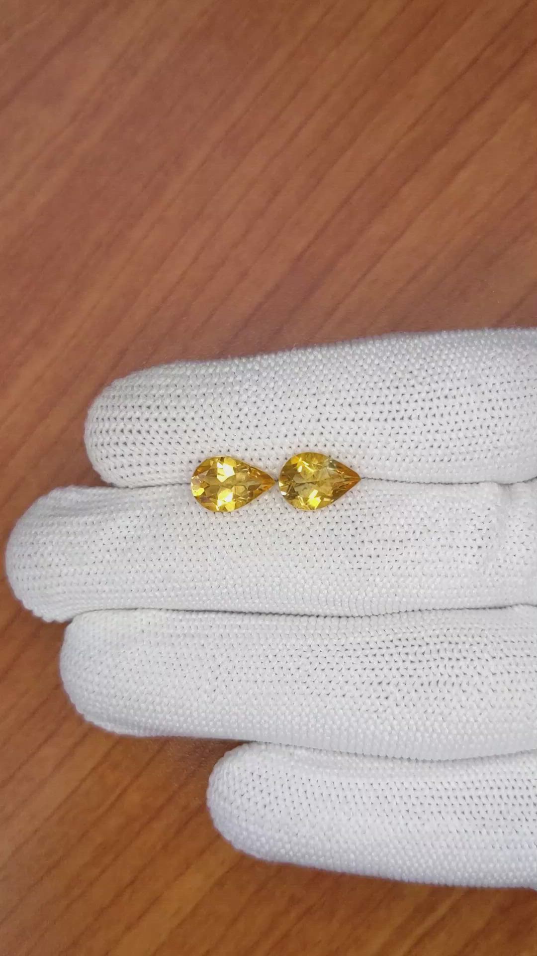 3.25&nbsp;Ct.Tw.Total Carat Weight Citrine Pair from Brazil Size Video